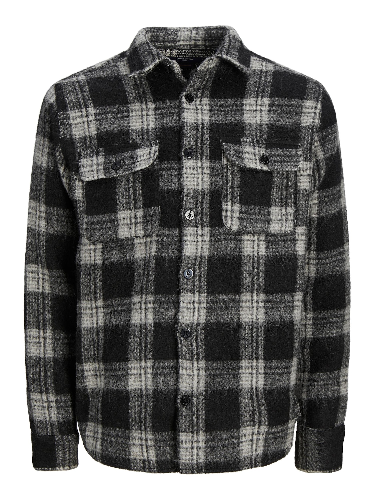 JACK & JONES Srajca  svetlo siva / črna