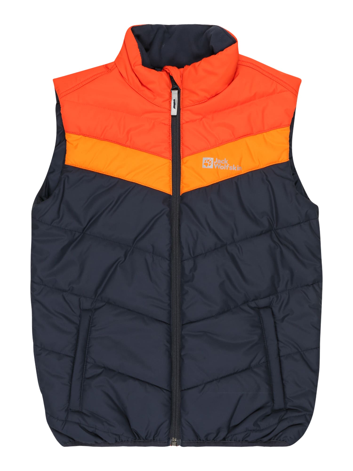 JACK WOLFSKIN Brezrokavnik 'THREE HILLS'  marine / srebrno-siva / neonsko oranžna / svetlo oranžna