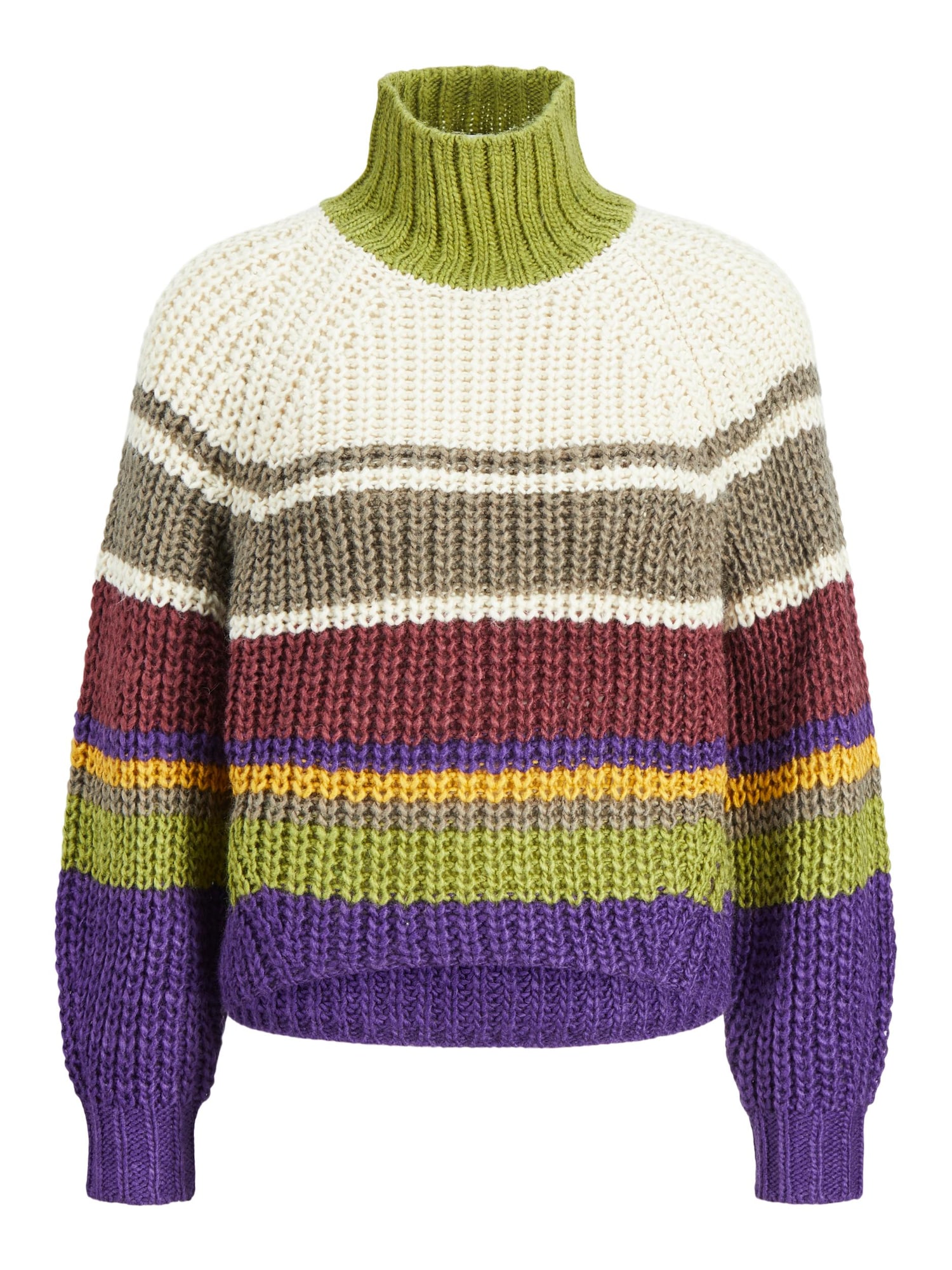 JJXX Pulover 'Kelvy'  barva blata / svetlo zelena / temno liila / off-bela