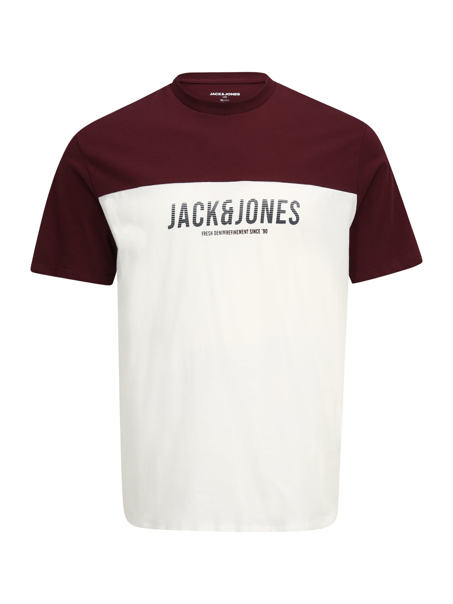 Jack & Jones Plus Majica 'Dan'  nočno modra / vinsko rdeča / bela