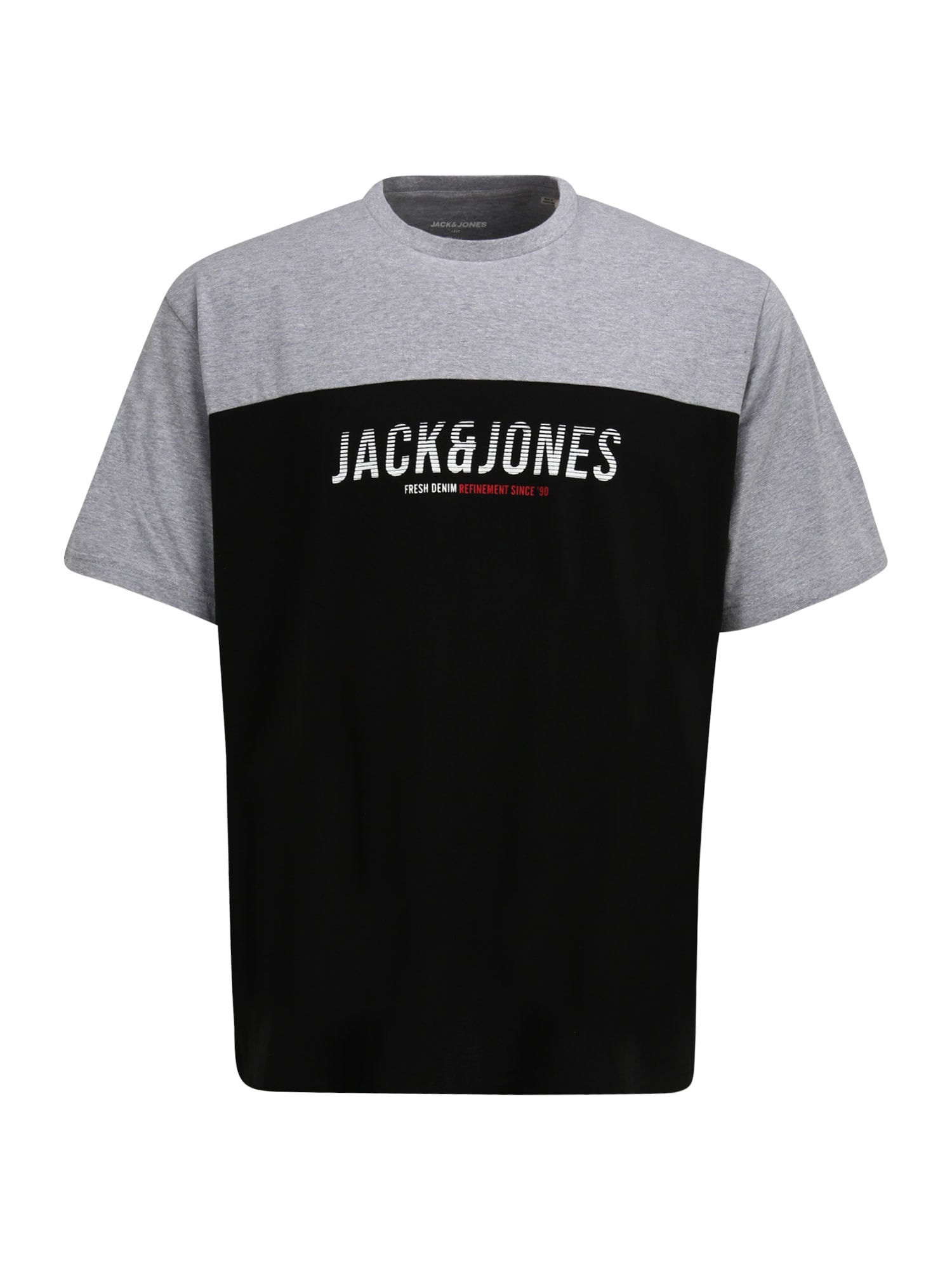 Jack & Jones Plus Majica  siva / črna / bela