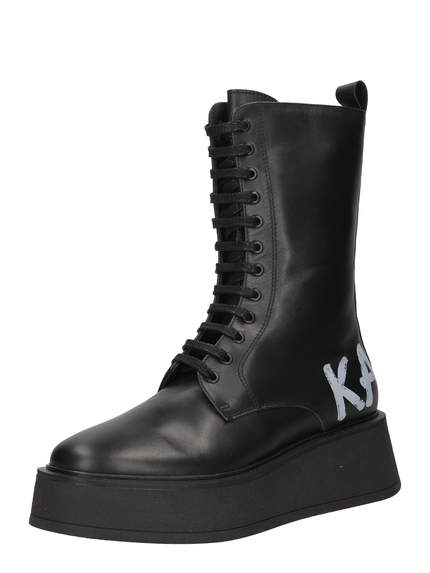 Karl Lagerfeld Škornji z vezalkami 'ZEPHYR'  črna / bela