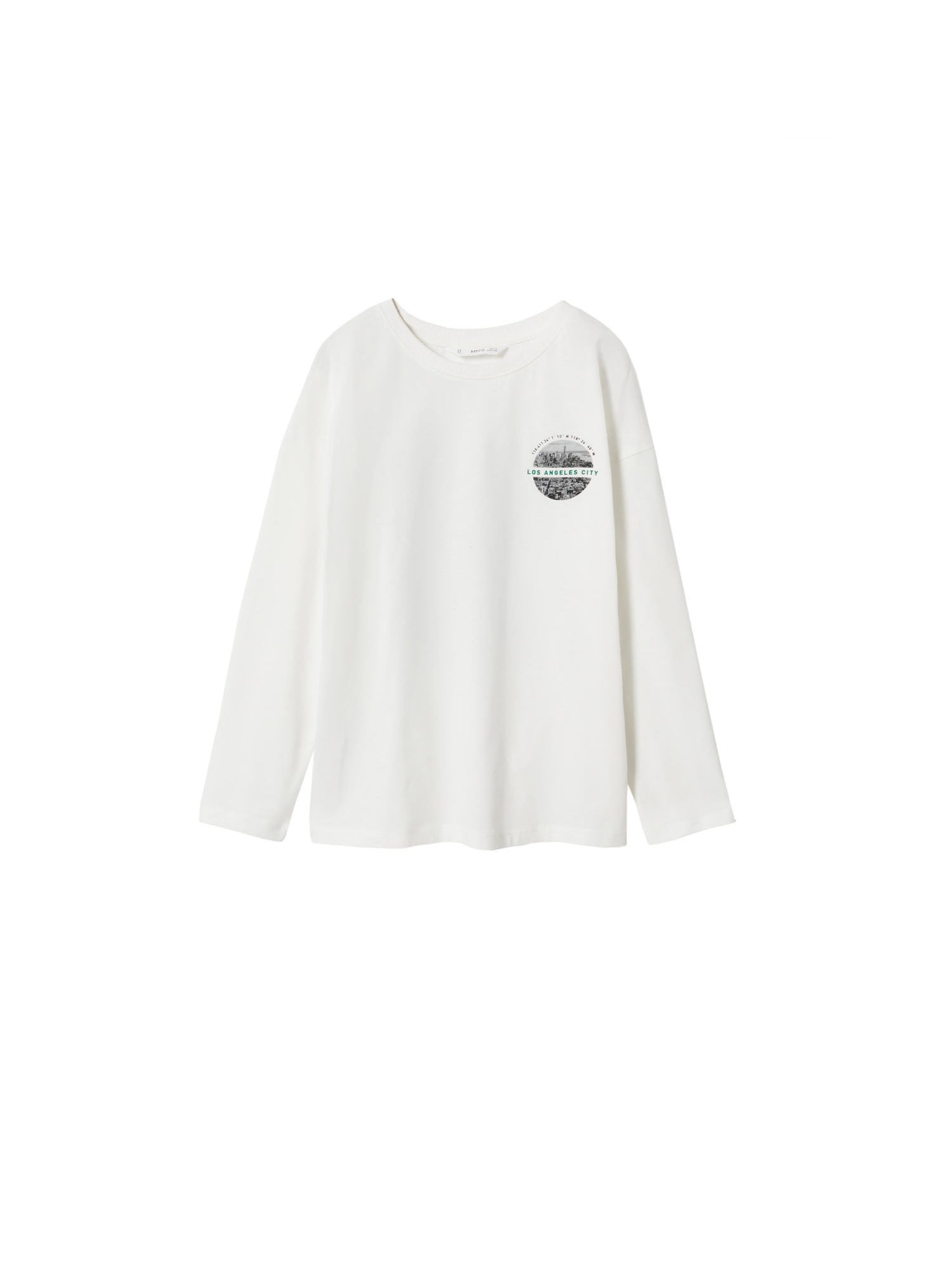 MANGO KIDS Majica 'LA86'  siva / smaragd / črna / off-bela