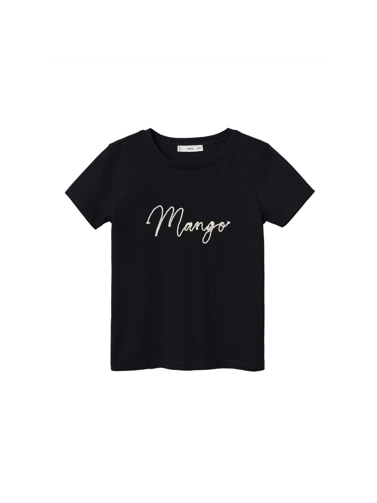 MANGO Majica  črna / naravno bela