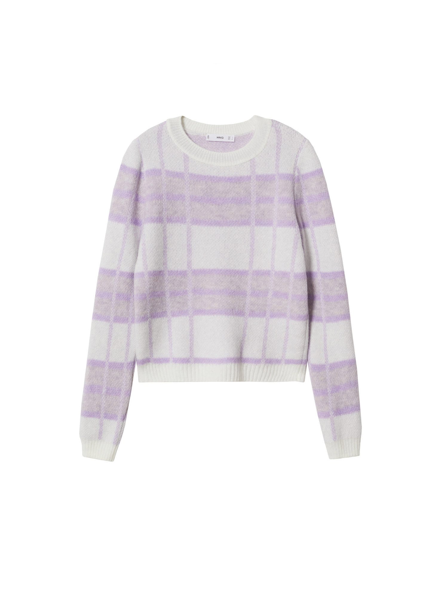 MANGO Pulover 'Lienzo'  lila / pastelno lila / off-bela