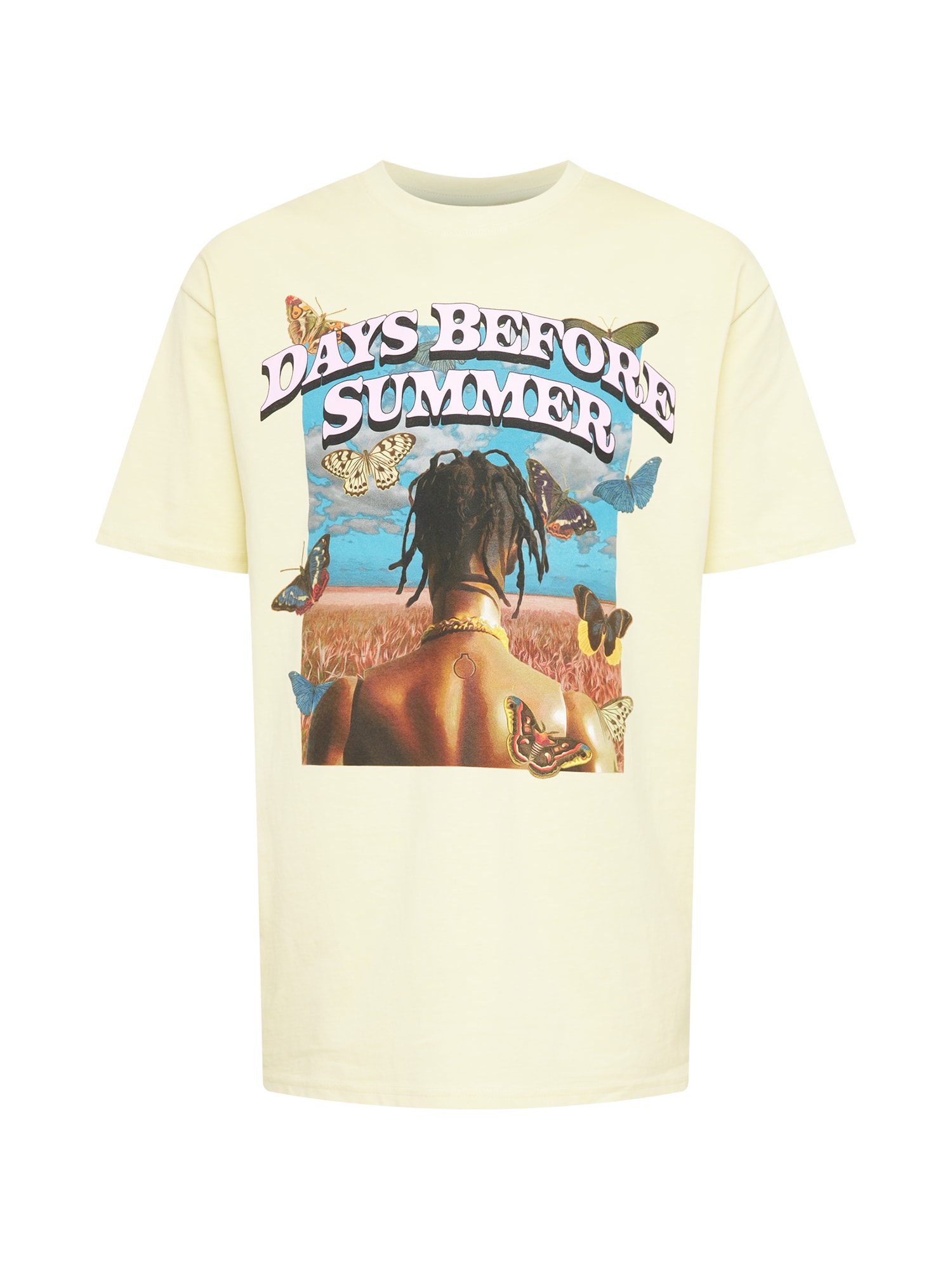 Mister Tee Majica 'Days Before Summer'  svetlo modra / rjava / pastelno rumena / bela