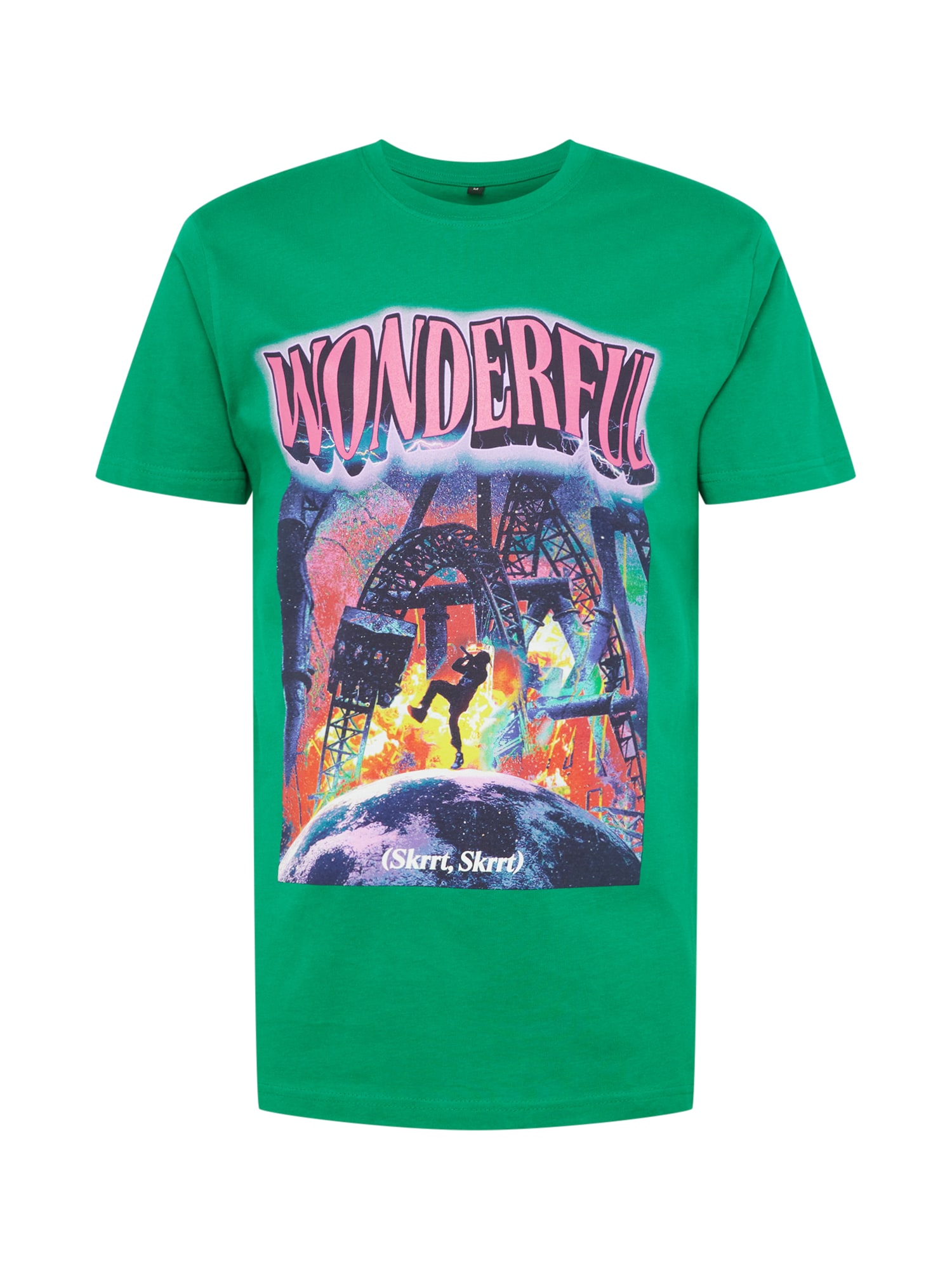 Mister Tee Majica 'Wonderful'  travnato zelena / temno liila / temno roza / črna