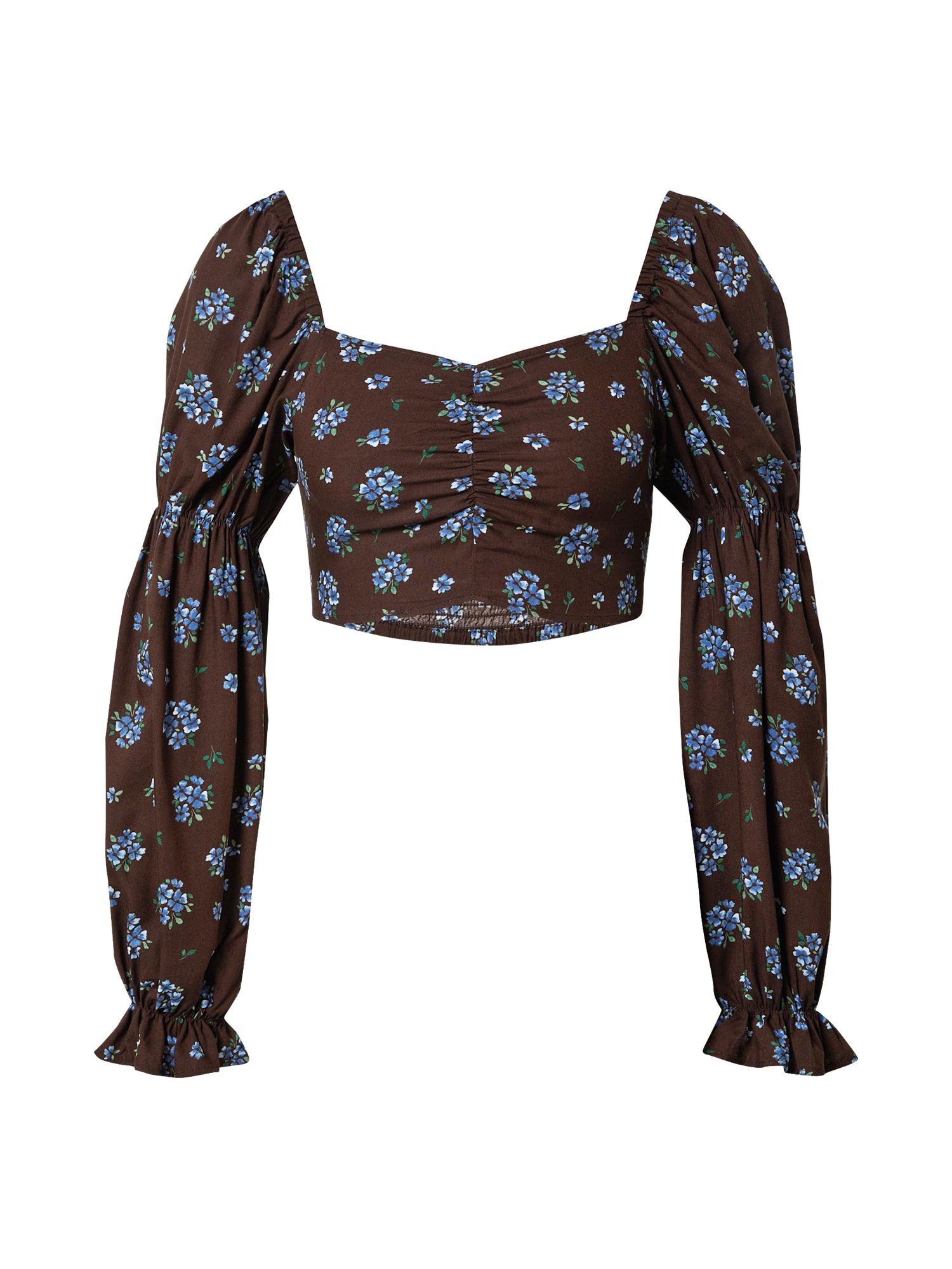 Monki Bluza 'Noelle'  svetlo modra / temno rjava / zelena