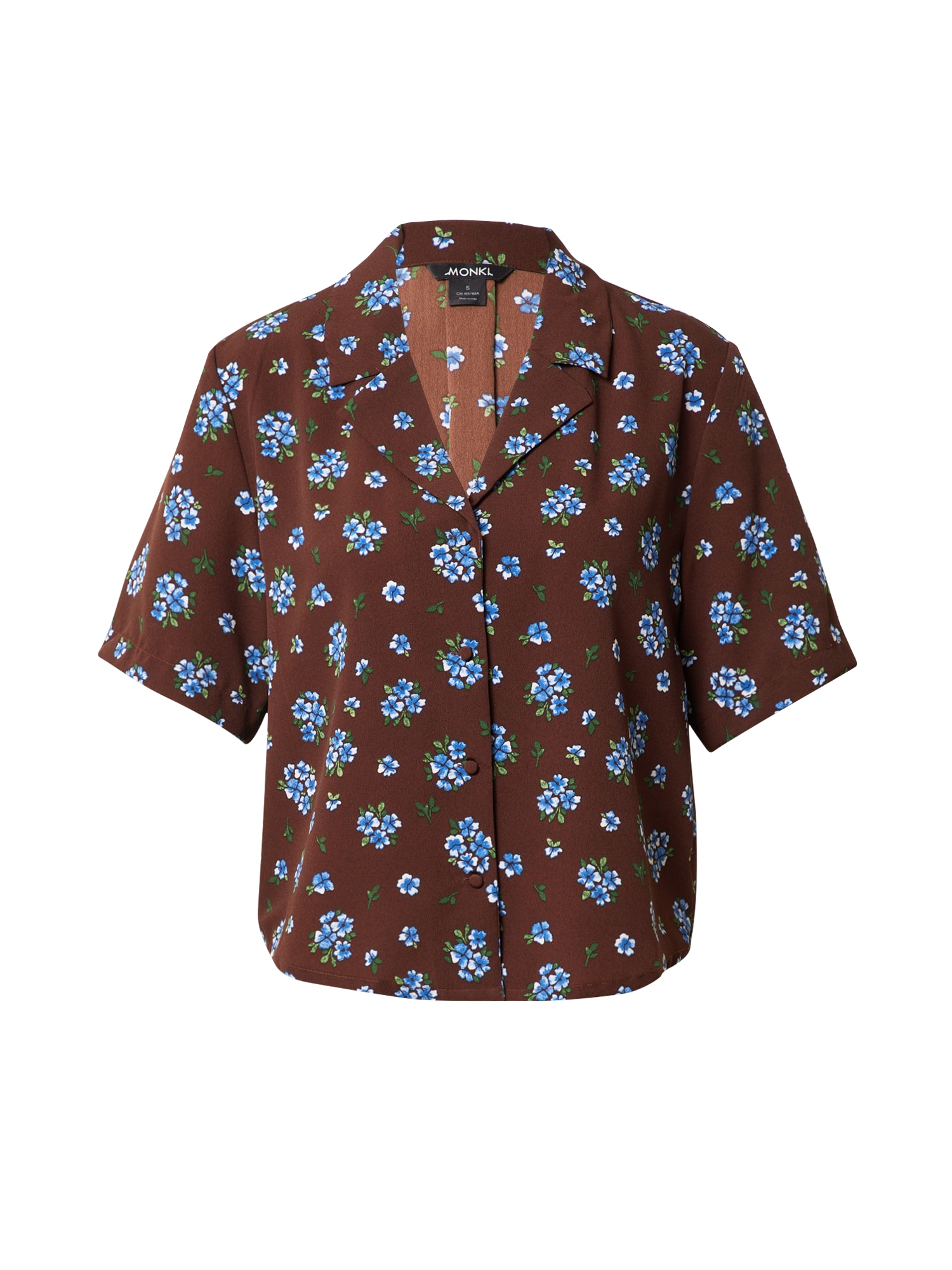 Monki Bluza 'Tani'  modra / kostanj rjava / zelena / bela