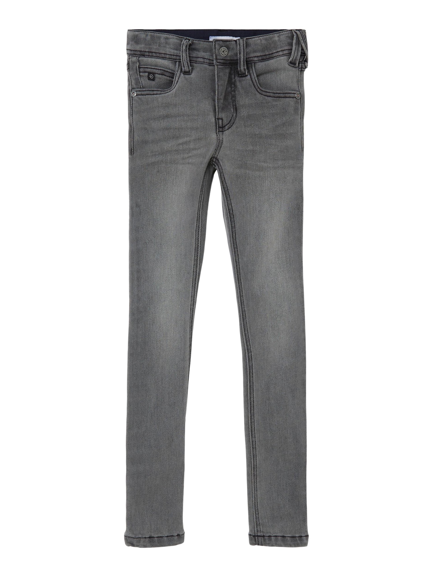 NAME IT Kavbojke 'Pete'  siv denim / črna / bela
