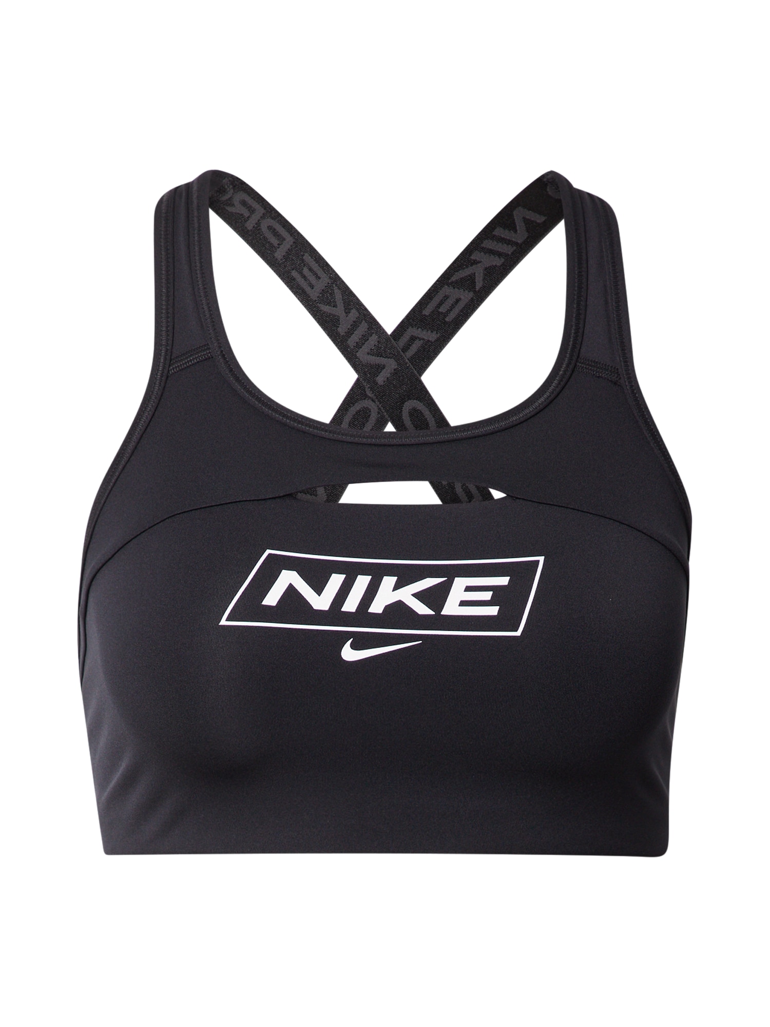 NIKE Športni nederček  črna / bela
