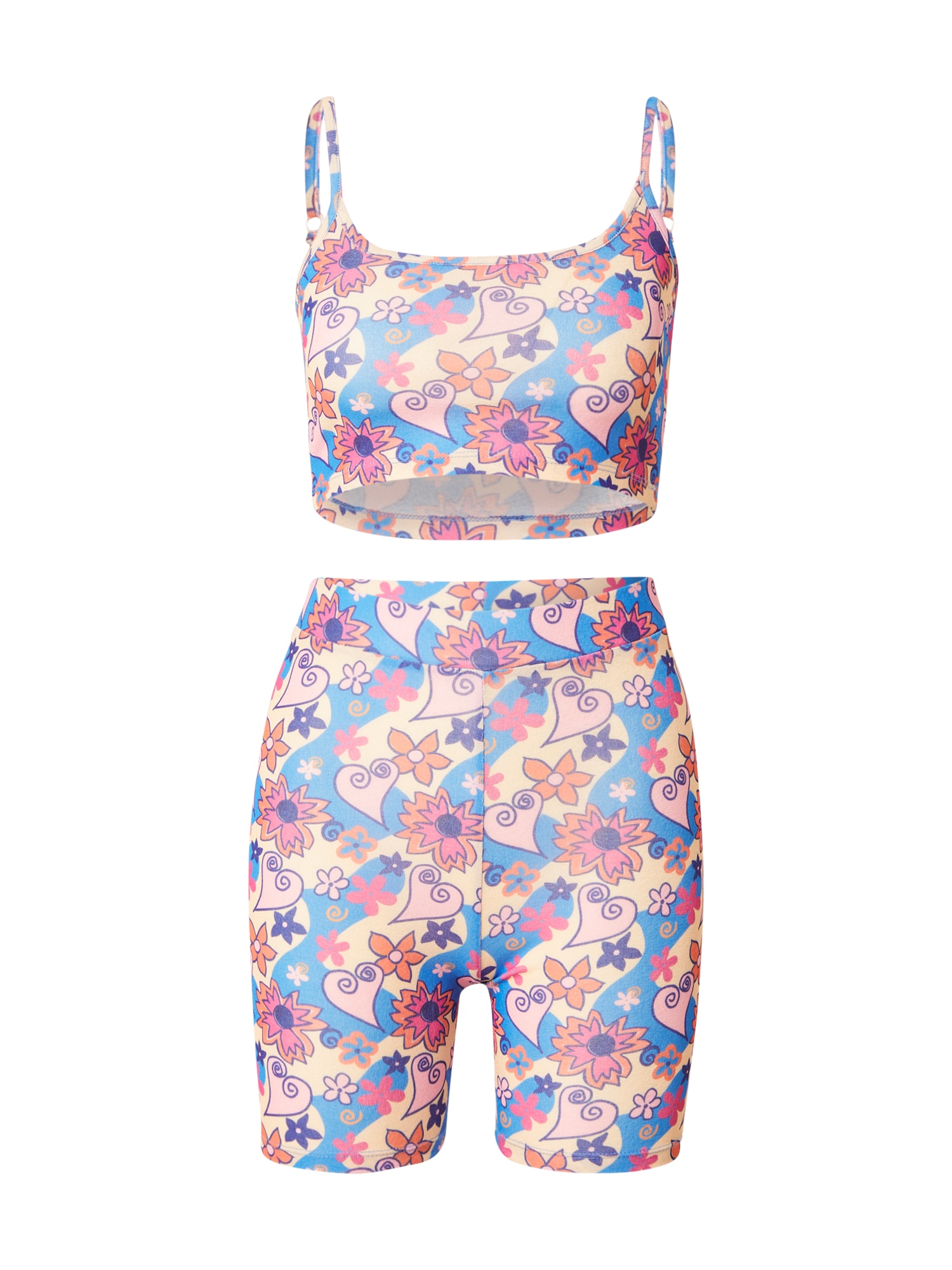 Nasty Gal Hlačni kostim  modra / pastelno rumena / breskev / roza