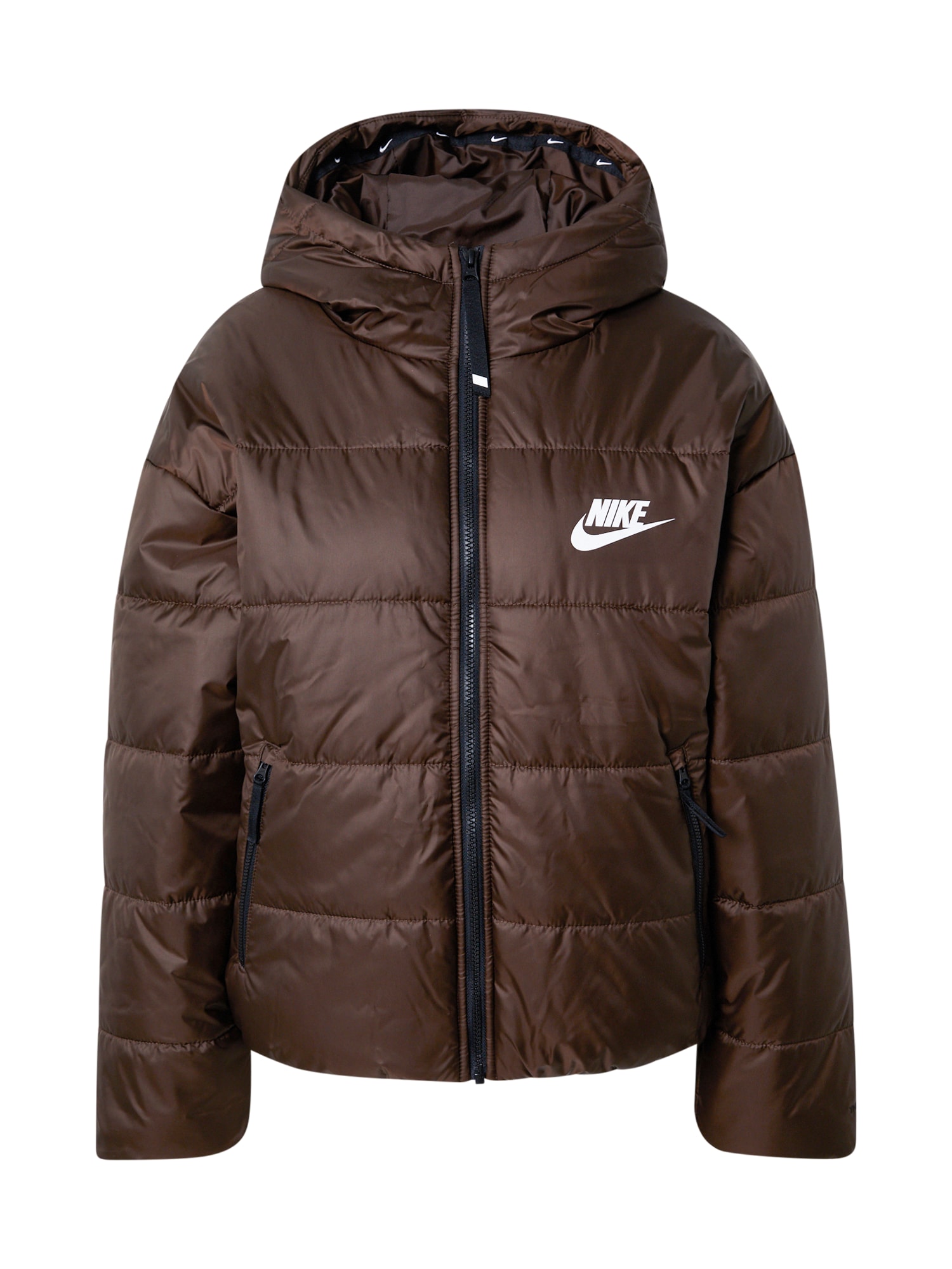 Nike Sportswear Zimska jakna  temno rjava / bela