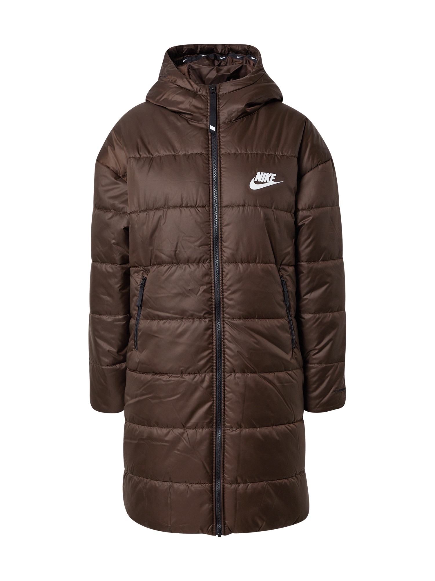 Nike Sportswear Zimski plašč  temno rjava / bela
