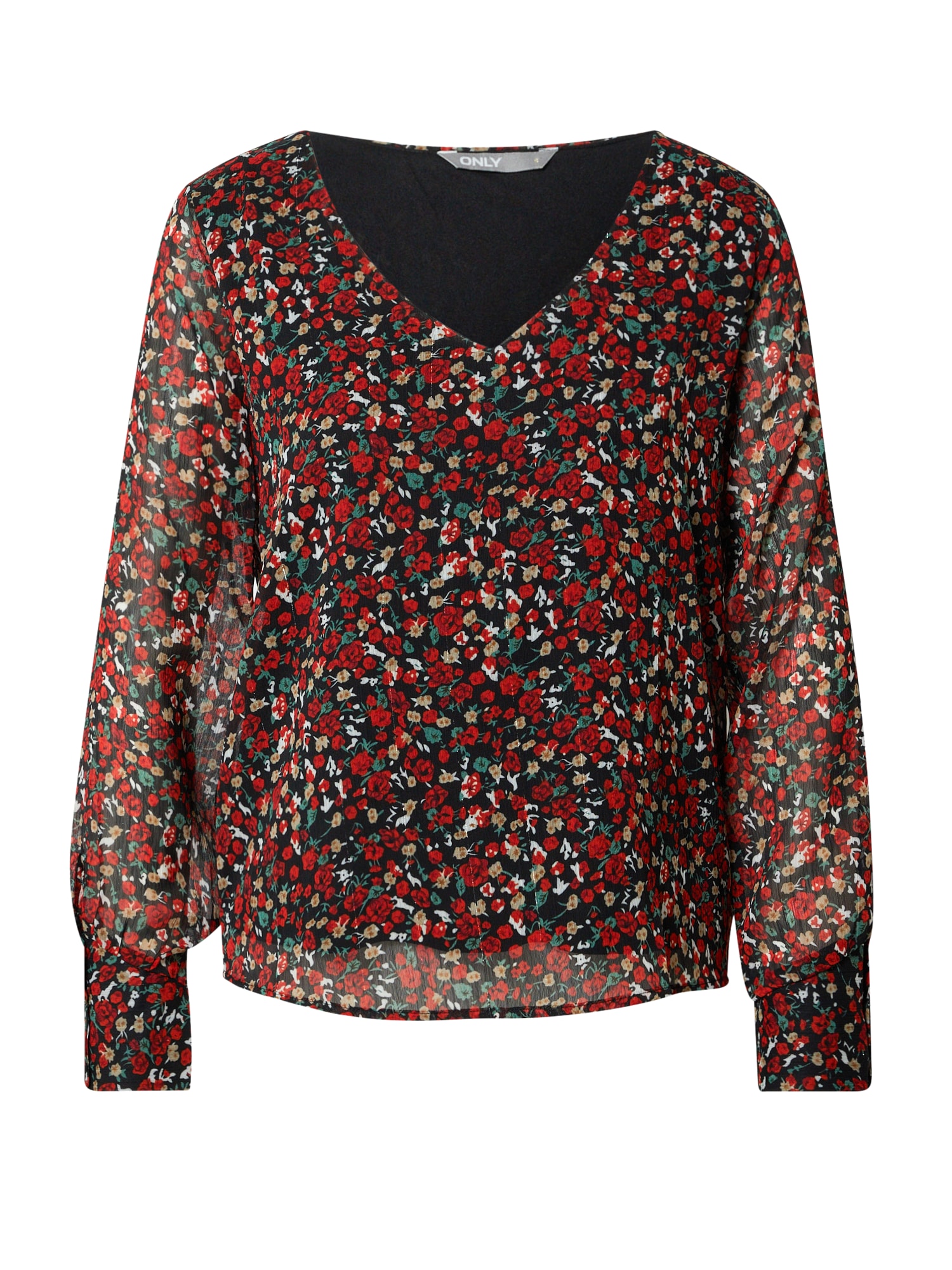 ONLY Bluza 'ANNIKA'  zelena / temno rdeča / črna / bela