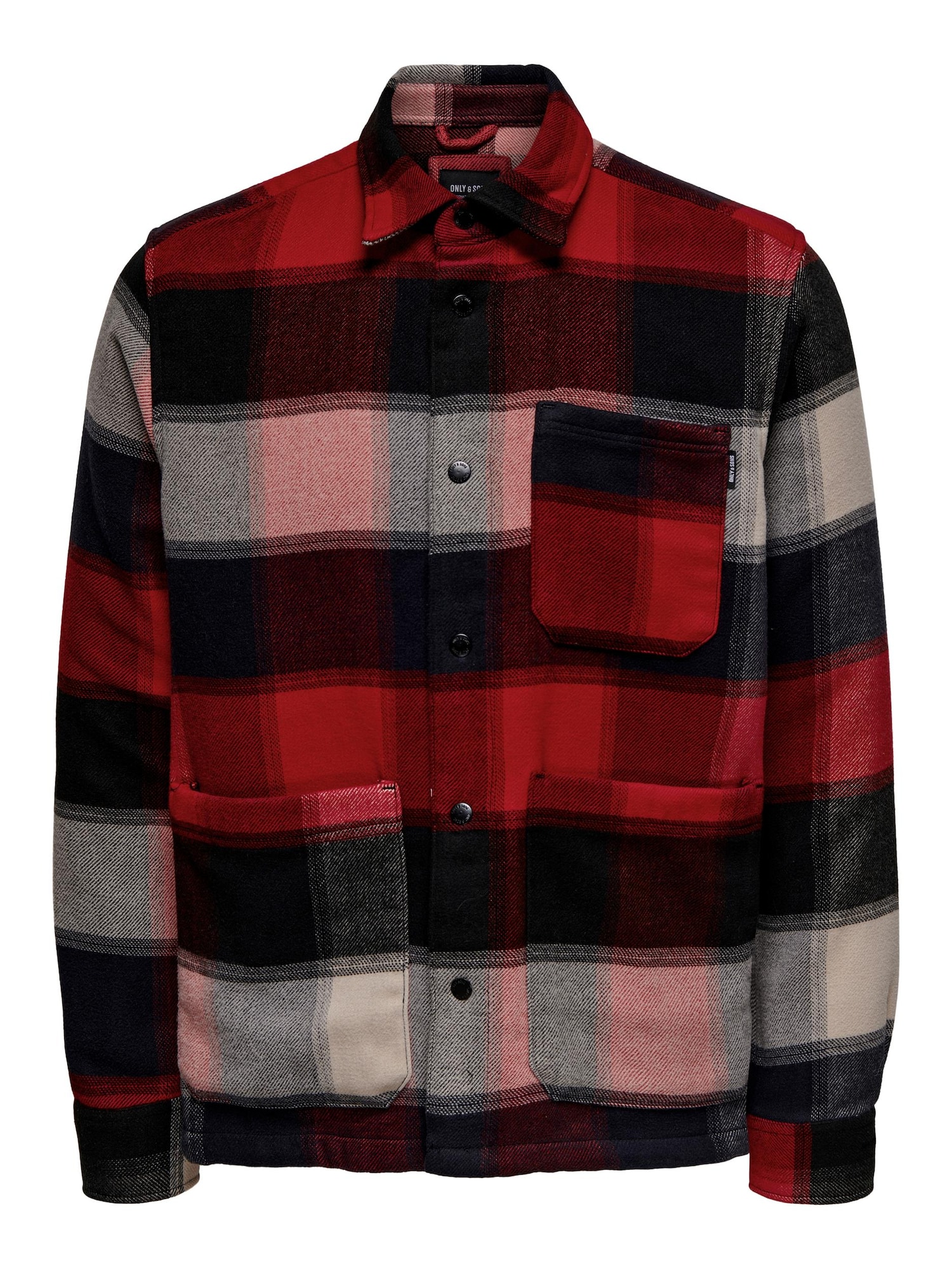 Only & Sons Prehodna jakna 'Ali'  rdeča / črna / off-bela