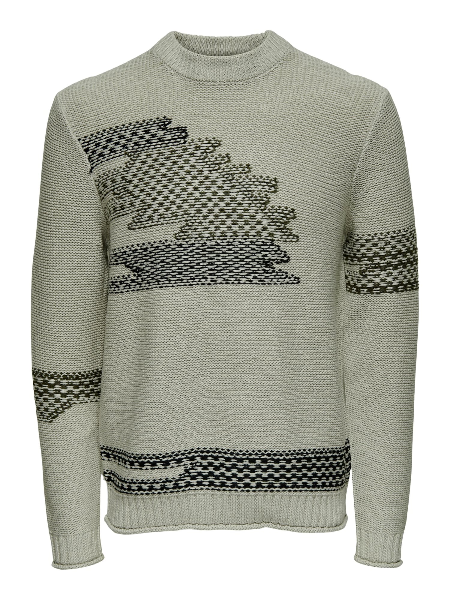 Only & Sons Pulover 'Elijah'  siva / oliva / črna