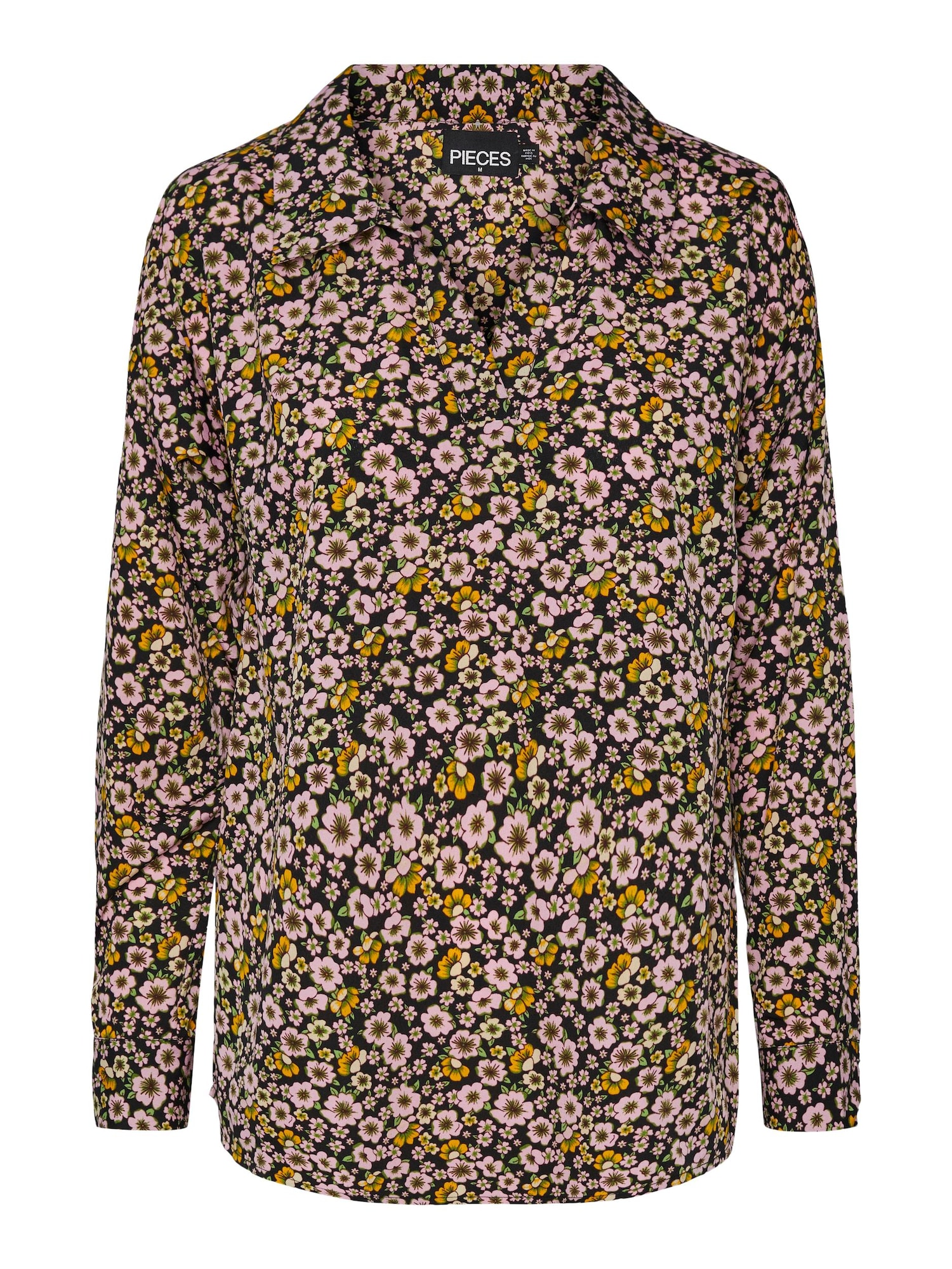 PIECES Bluza 'Mille'  temno rumena / svetlo zelena / roza / črna