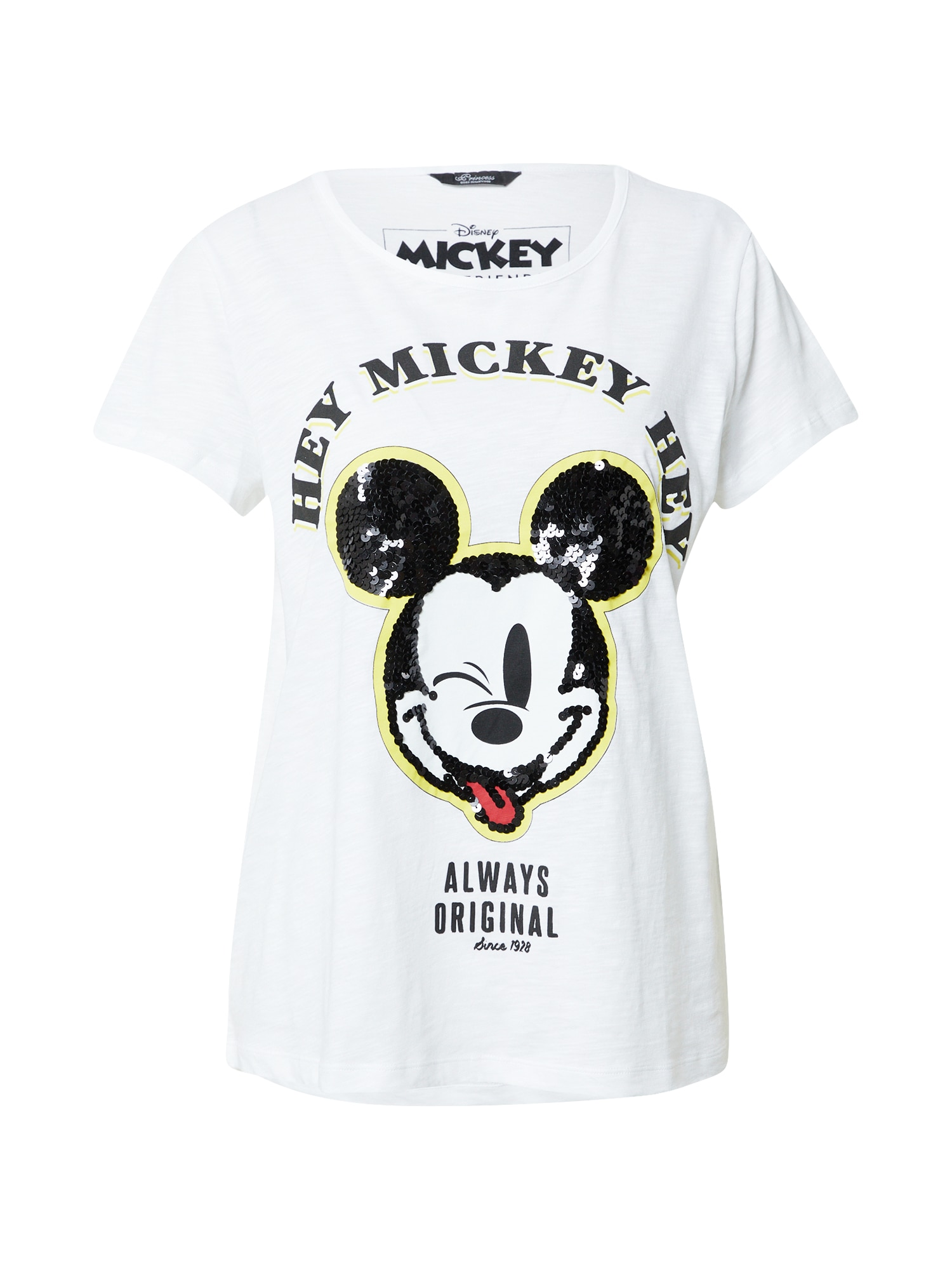 PRINCESS GOES HOLLYWOOD Majica 'Mickey Sequins'  rumena / rdeča / črna / bela