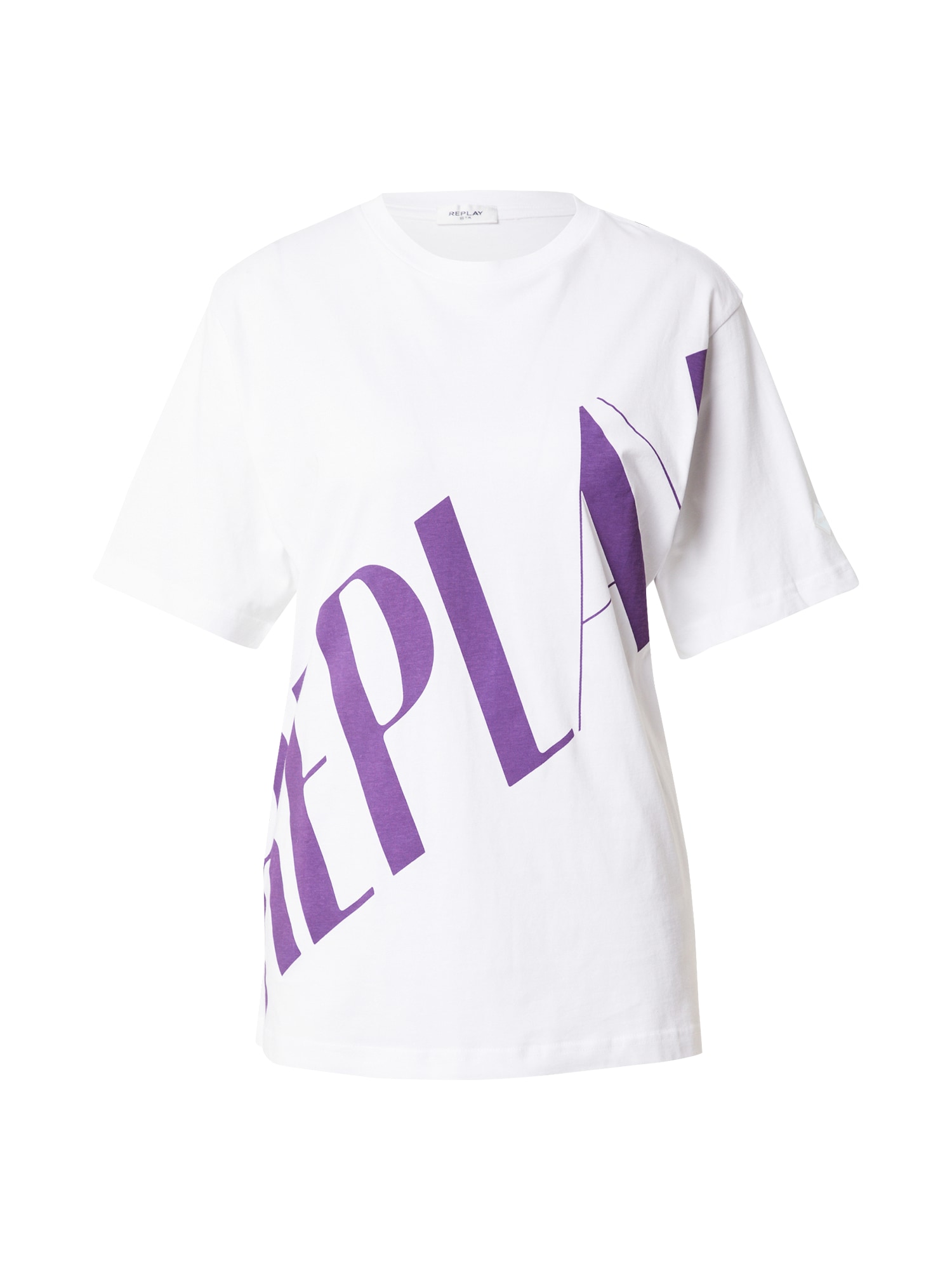 REPLAY Majica  temno liila / bela