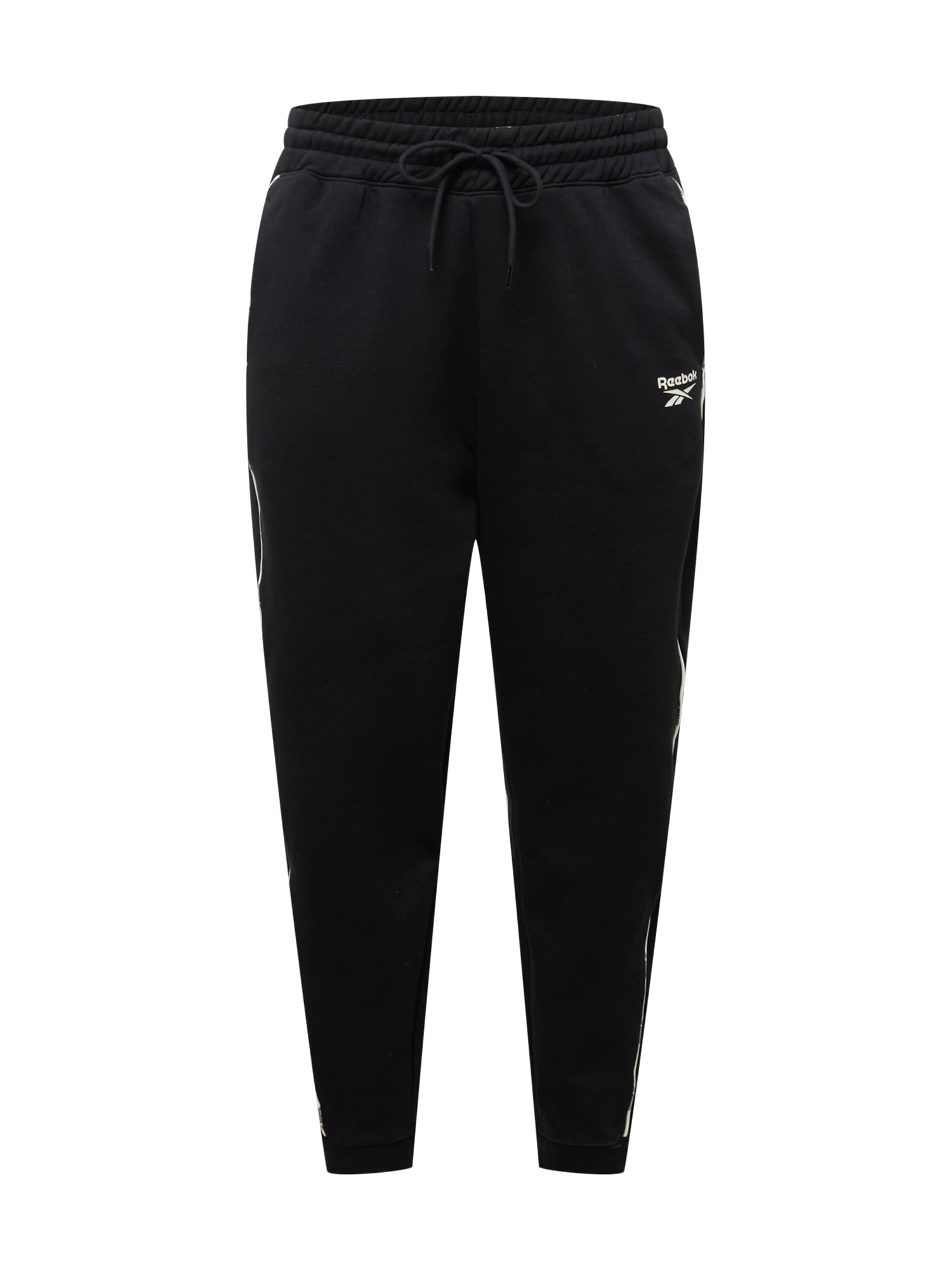 Reebok Sport Športne hlače 'Piping'  črna / bela