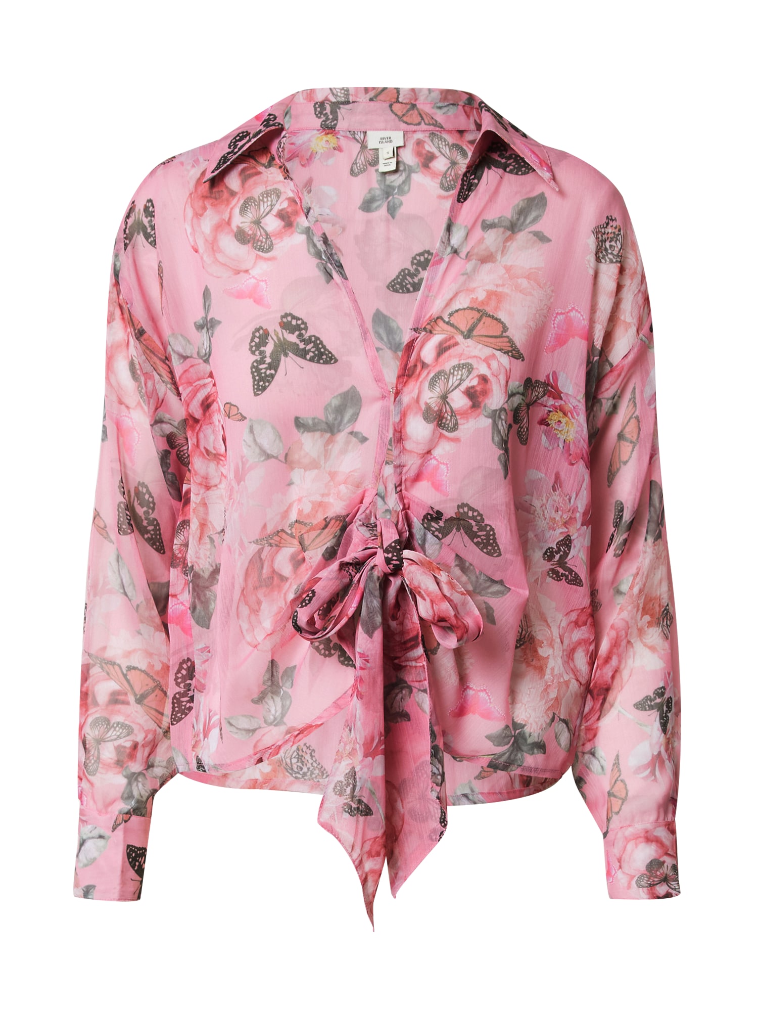 River Island Bluza  temno zelena / roza / staro roza / črna