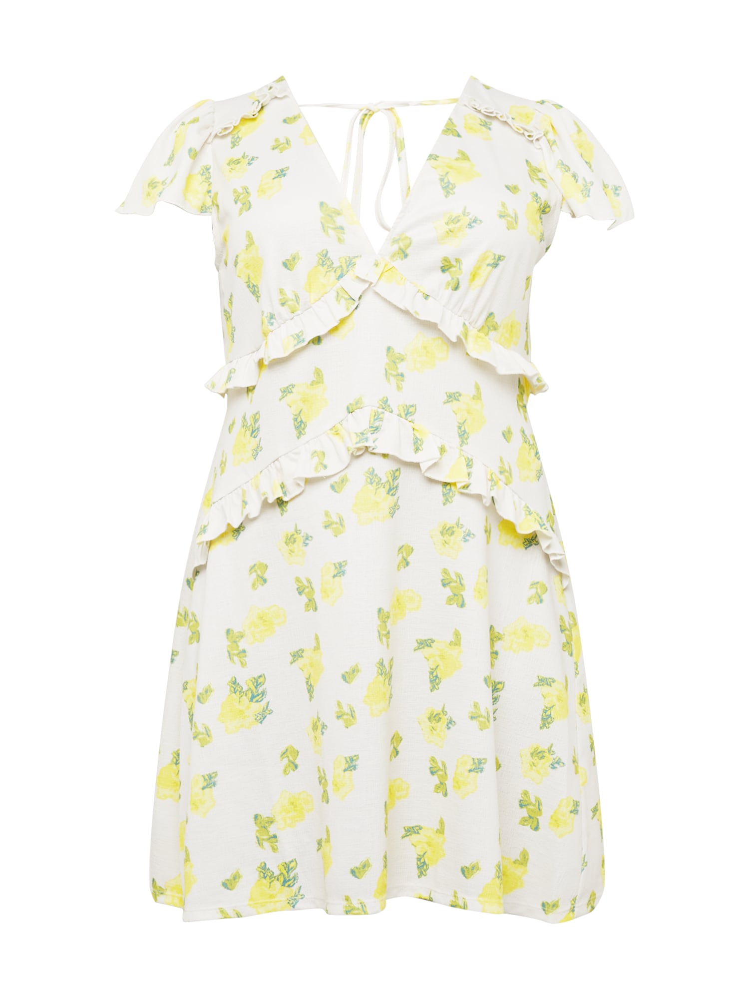 River Island Plus Poletna obleka  kremna / modra / rumena / svetlo zelena