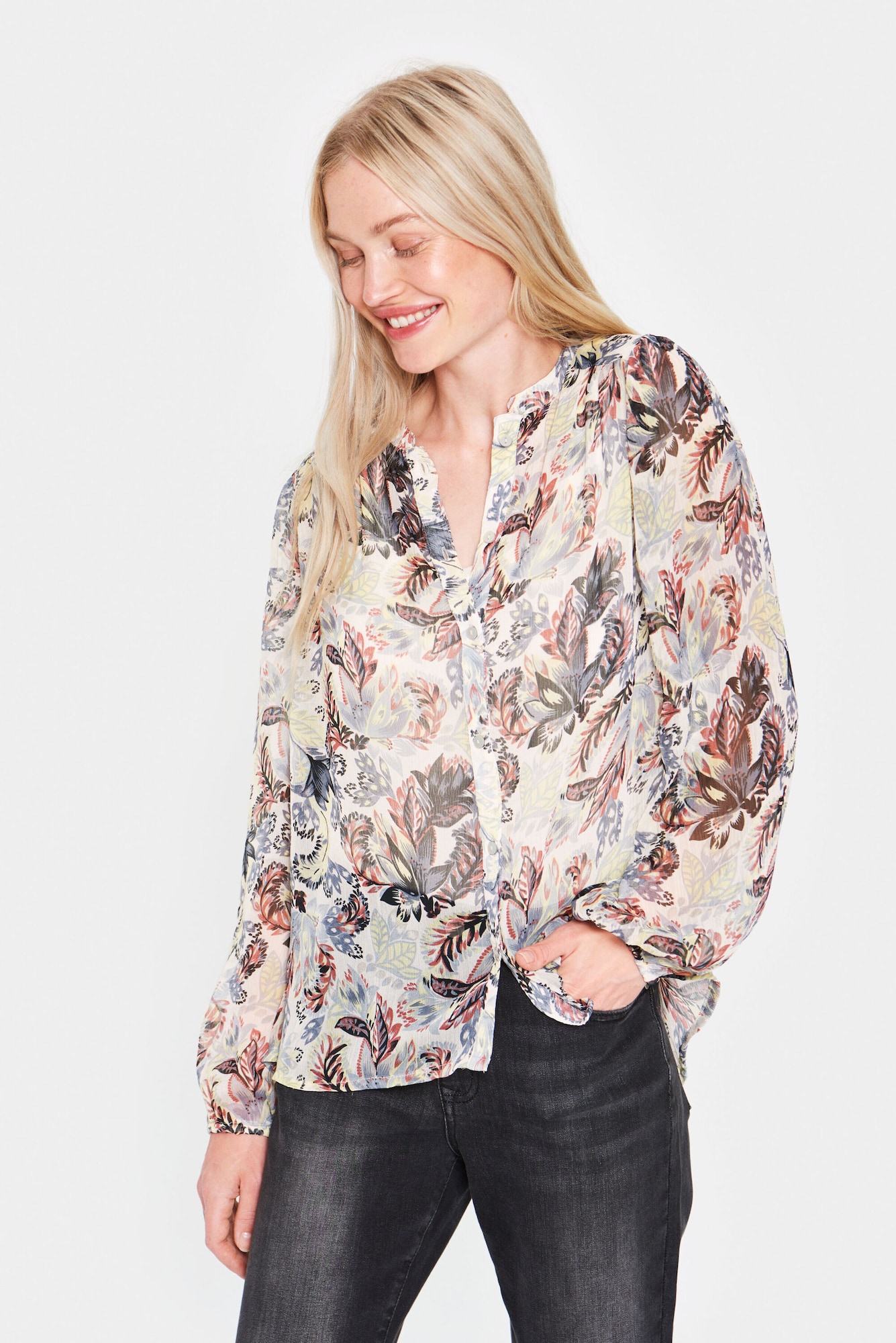 SAINT TROPEZ Bluza 'Nicole'  mornarska / svetlo modra / rumena / svetlo rdeča