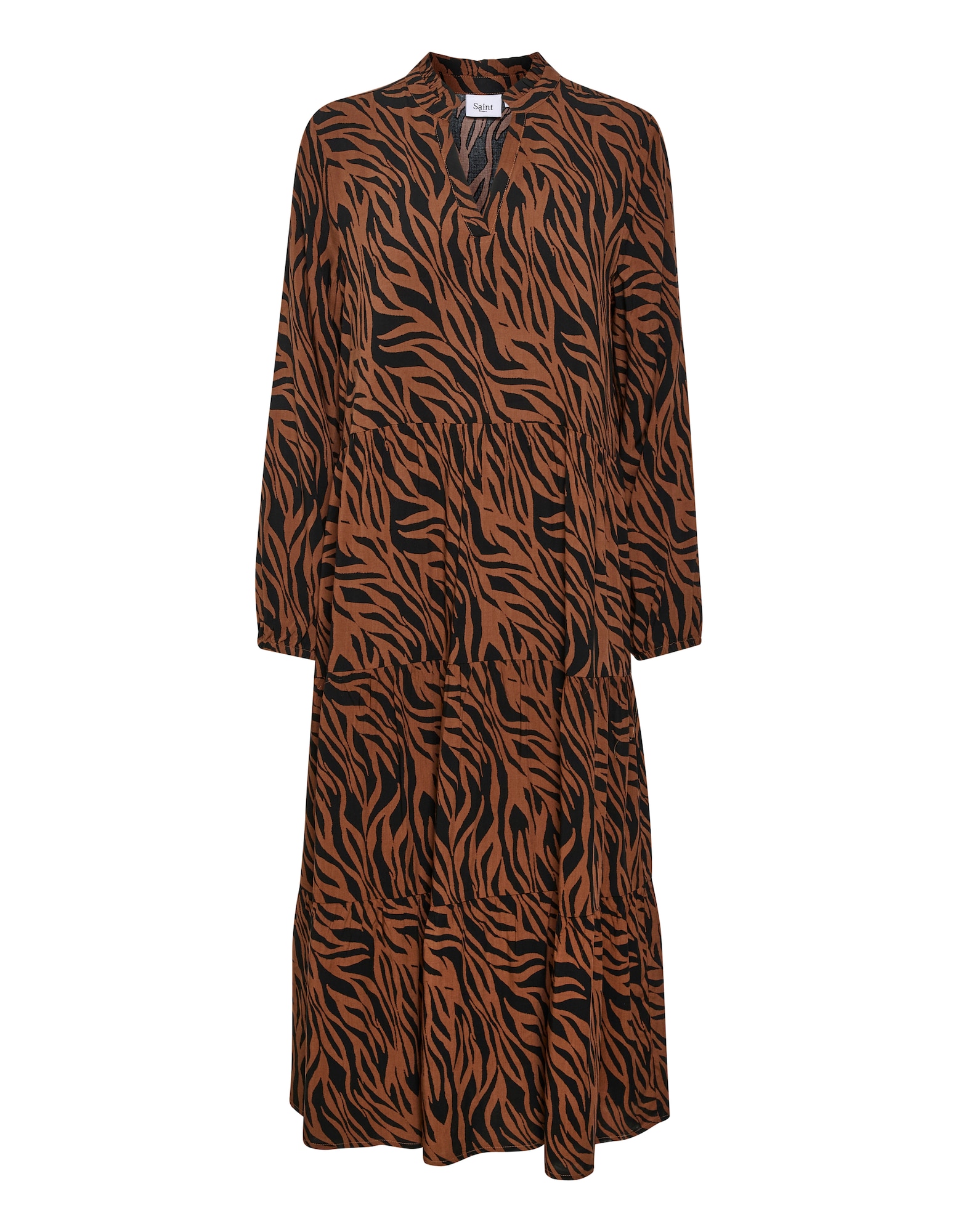 SAINT TROPEZ Dolga srajca 'Paige'  karamel / črna