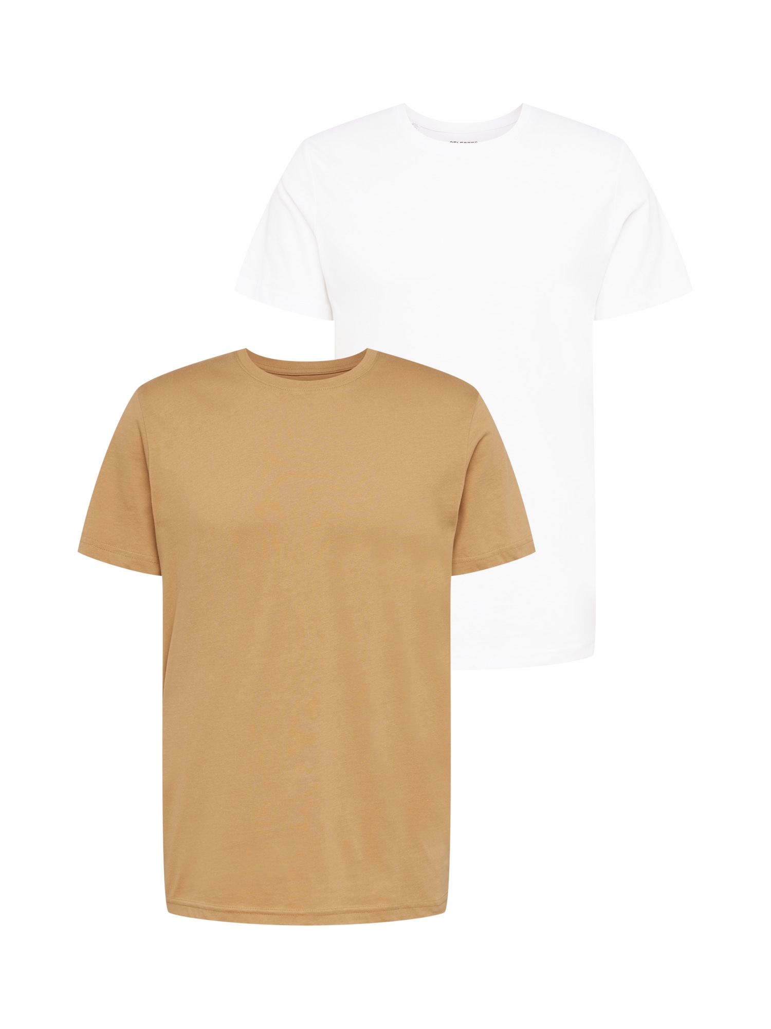 SELECTED HOMME Majica 'CORMAC'  svetlo rjava / bela