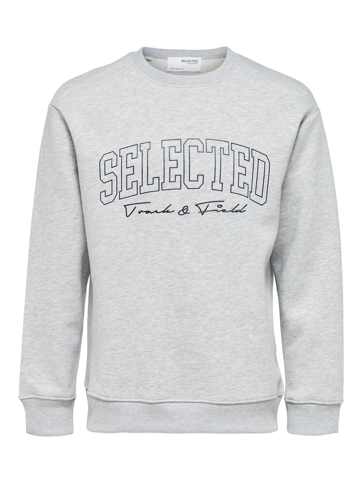 SELECTED HOMME Majica 'Welter'  pegasto siva / črna