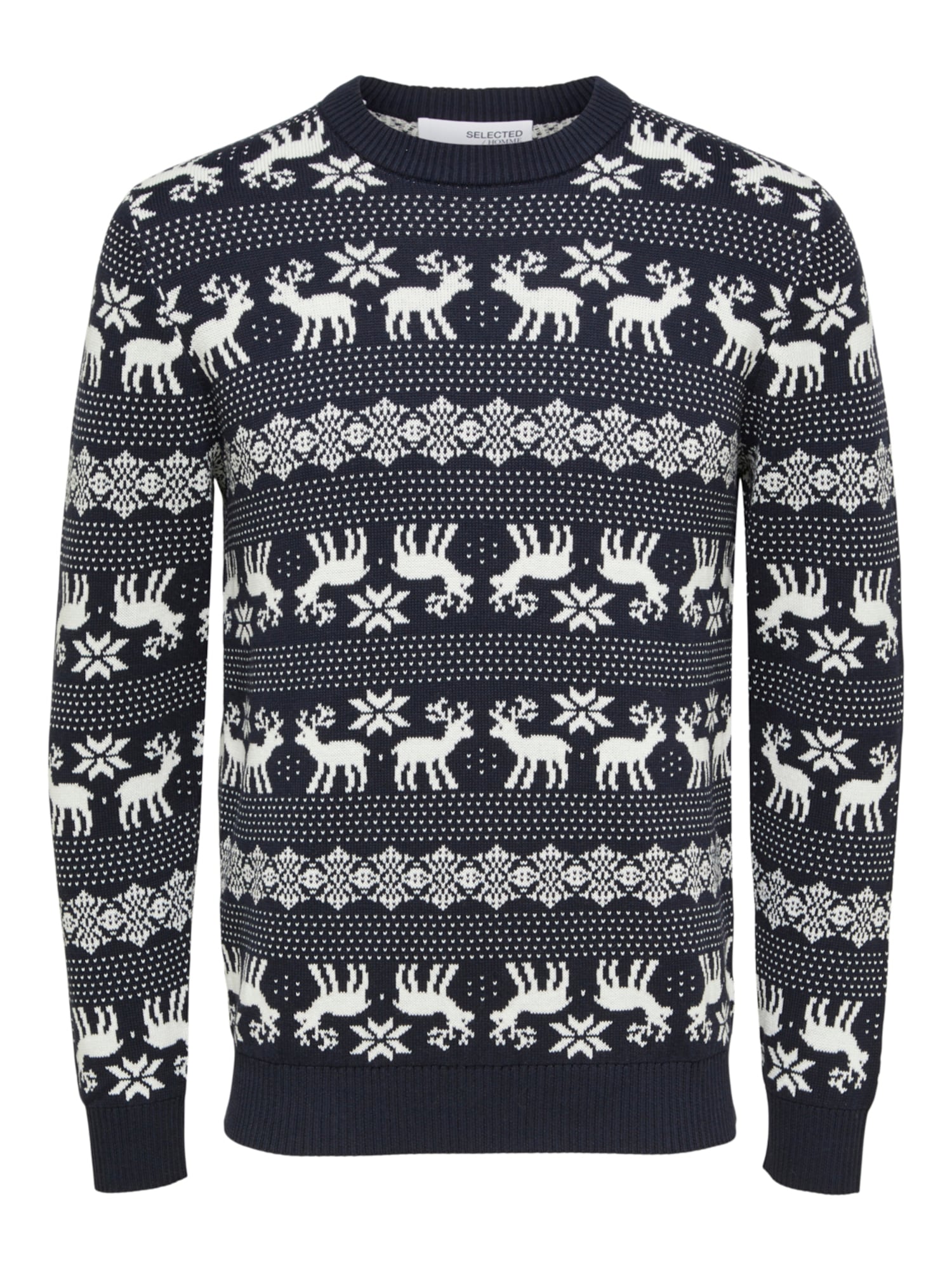 SELECTED HOMME Pulover 'Deer'  nočno modra / bela