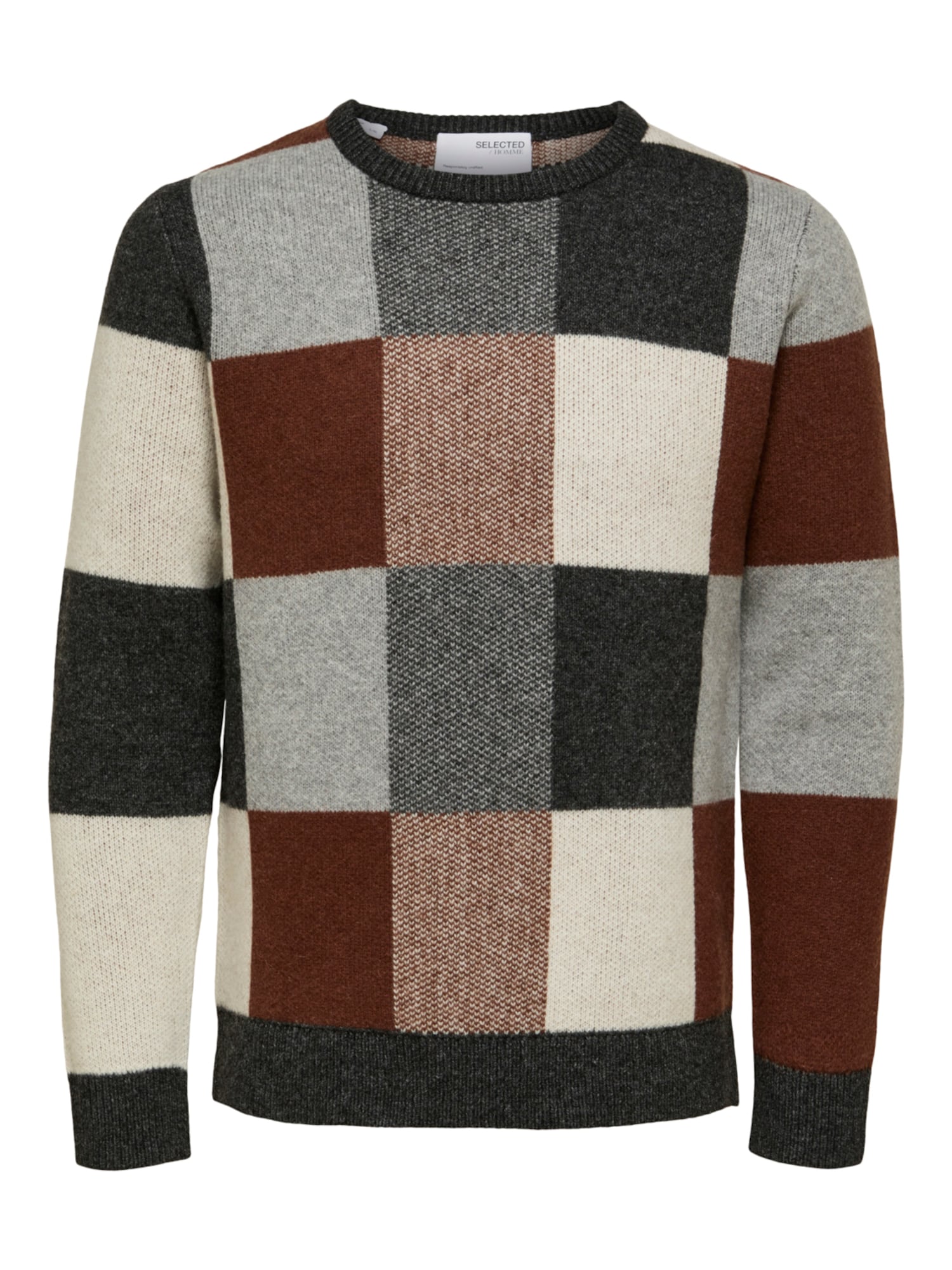SELECTED HOMME Pulover 'Meis'  progasto bež / rjava / pegasto siva / bela