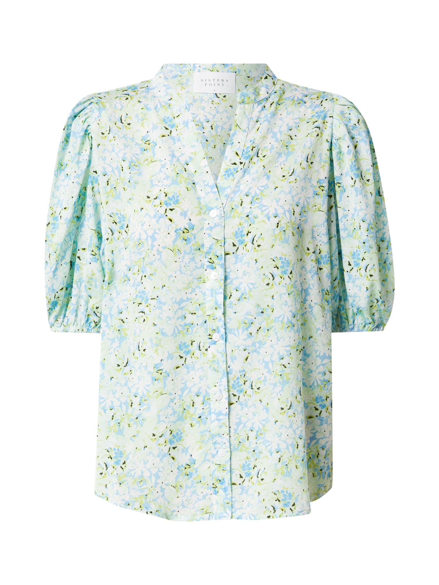 SISTERS POINT Bluza 'VARIA'  svetlo modra / pastelno zelena / črna / bela