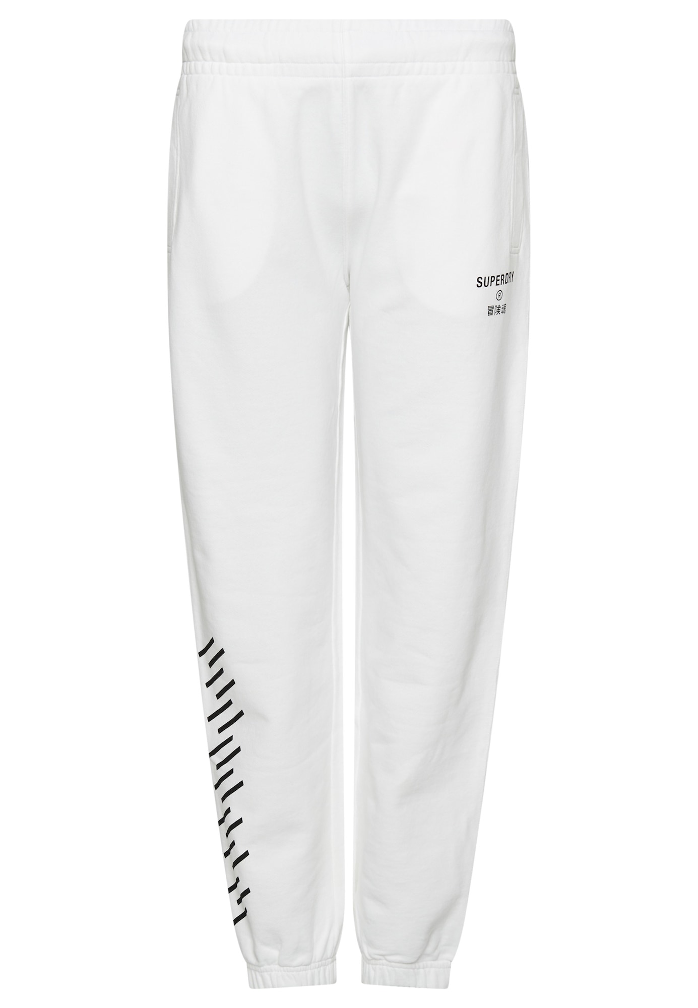 Superdry Hlače  črna / bela