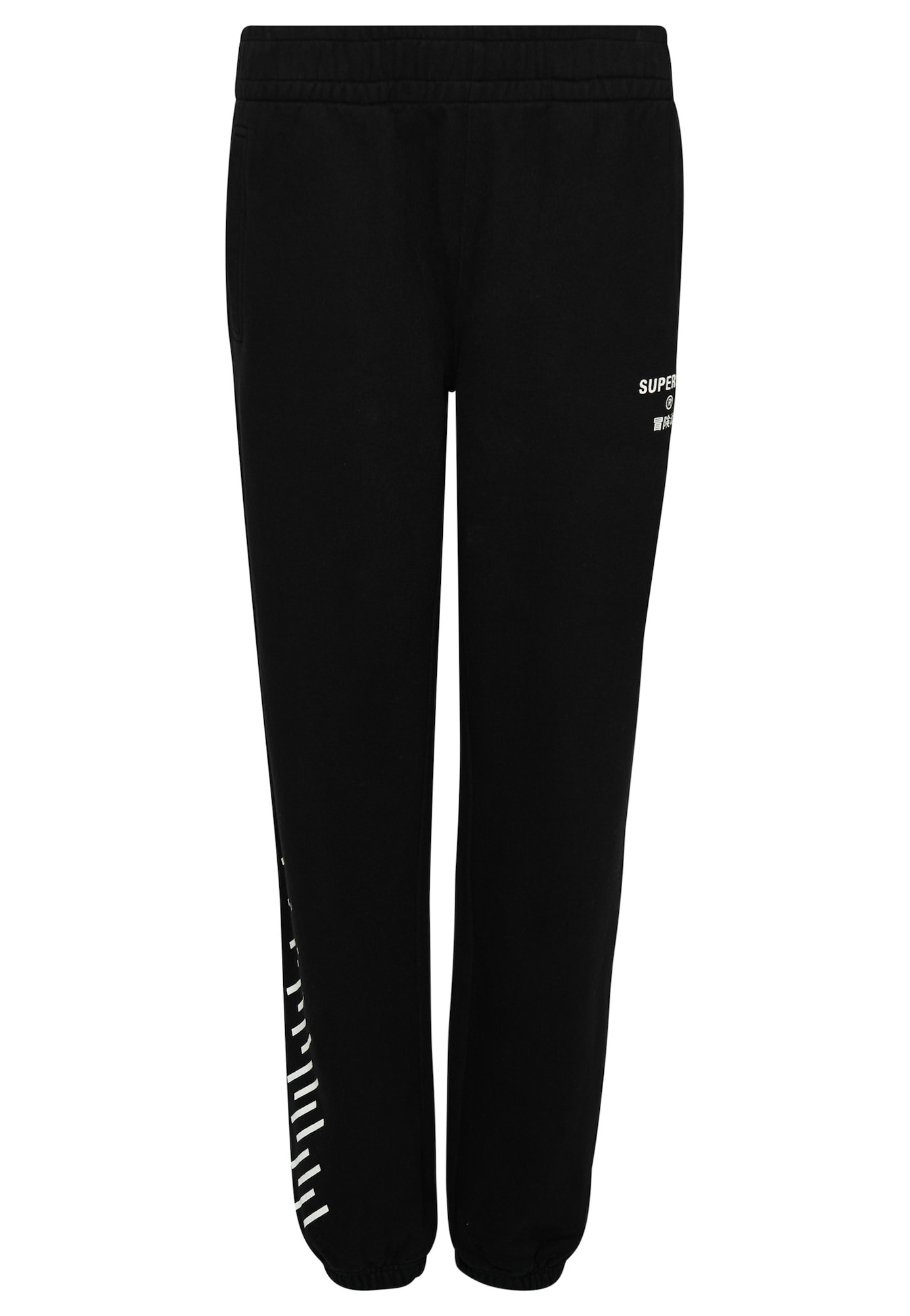 Superdry Hlače  črna / bela