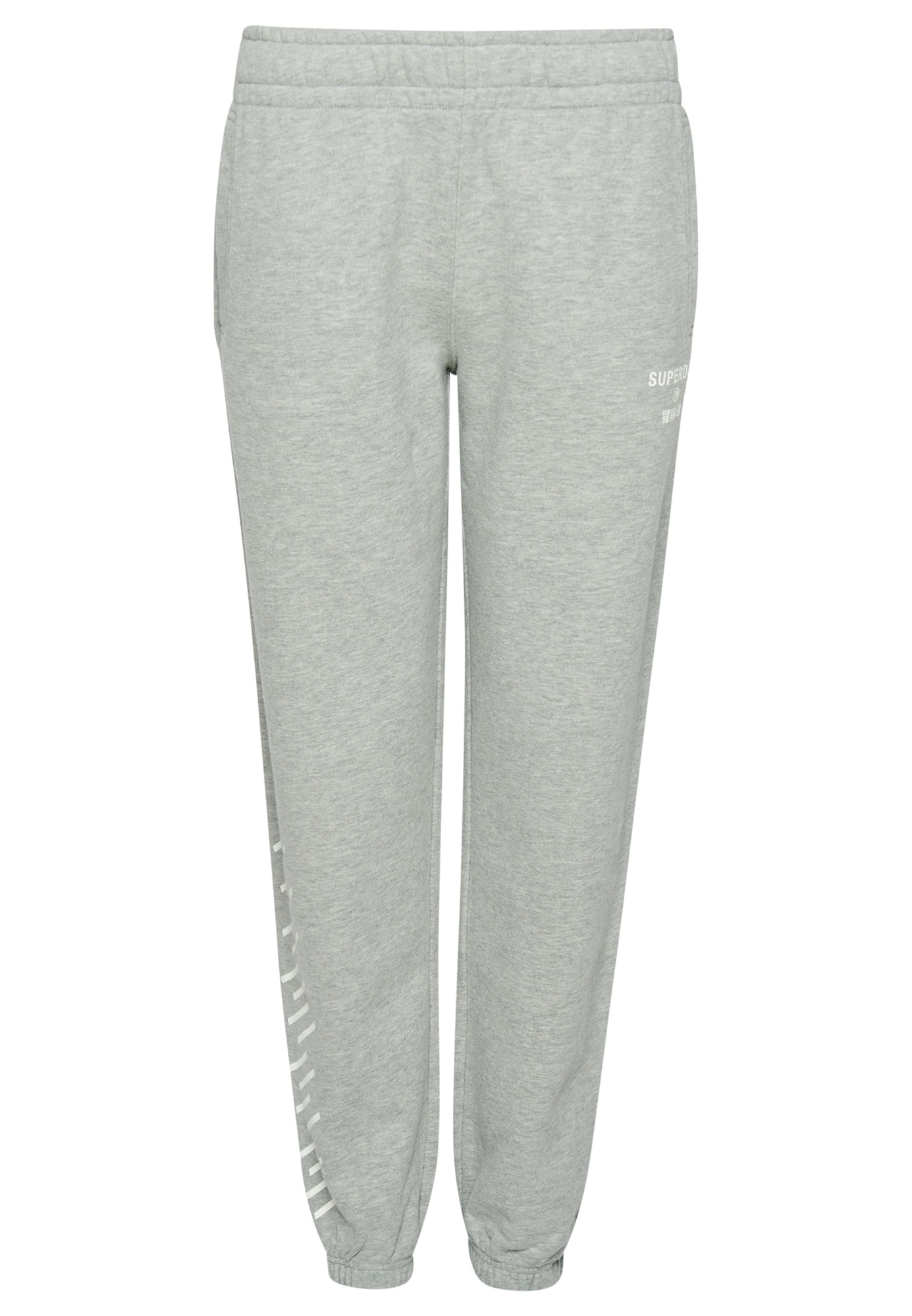 Superdry Hlače  pegasto siva / bela