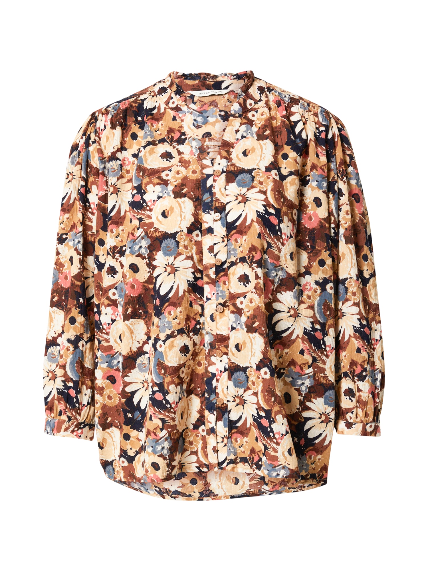 TOM TAILOR Bluza  kremna / mornarska / temno rjava / pastelno oranžna