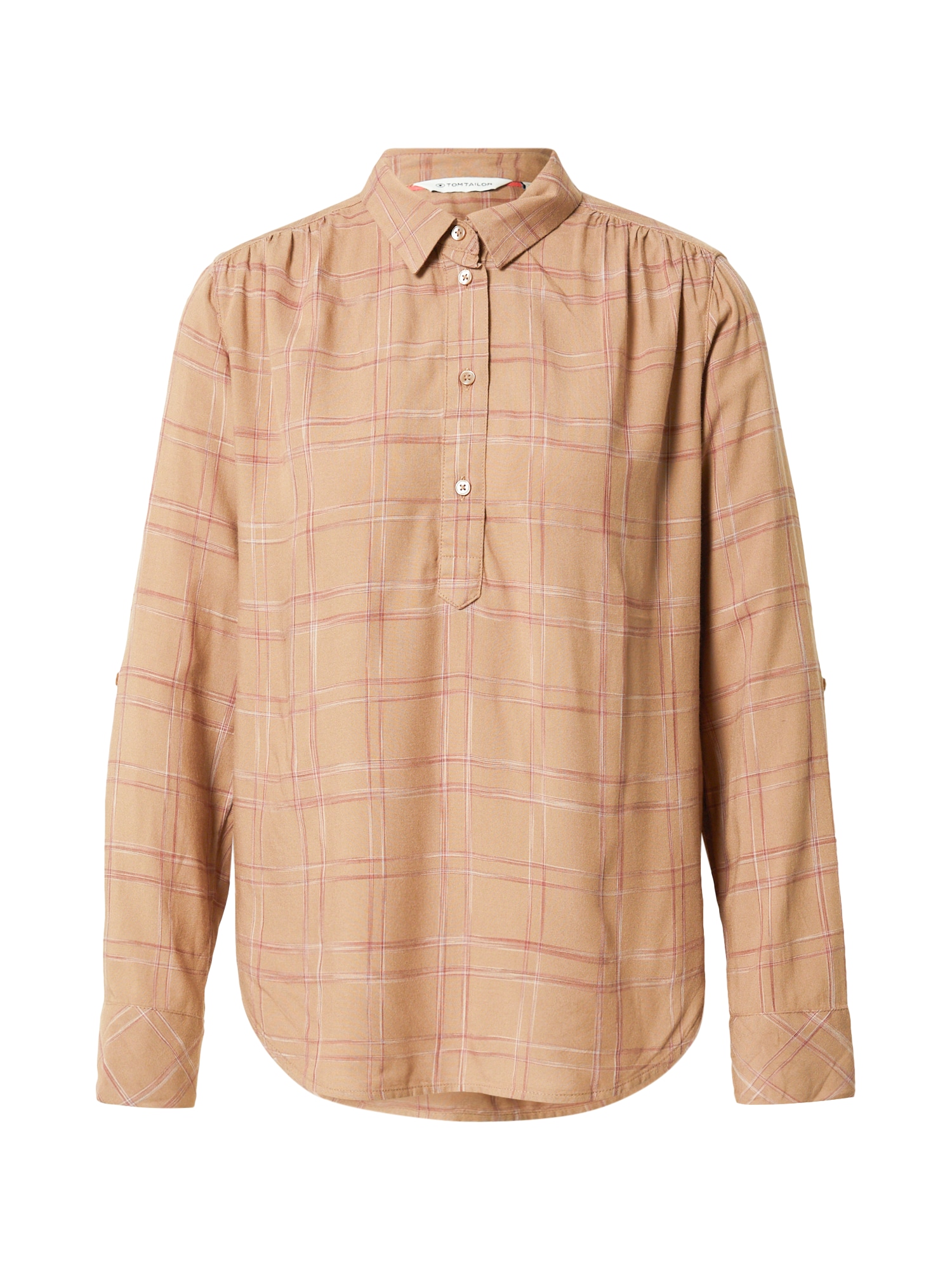 TOM TAILOR Bluza  svetlo rjava / rdeča / bela