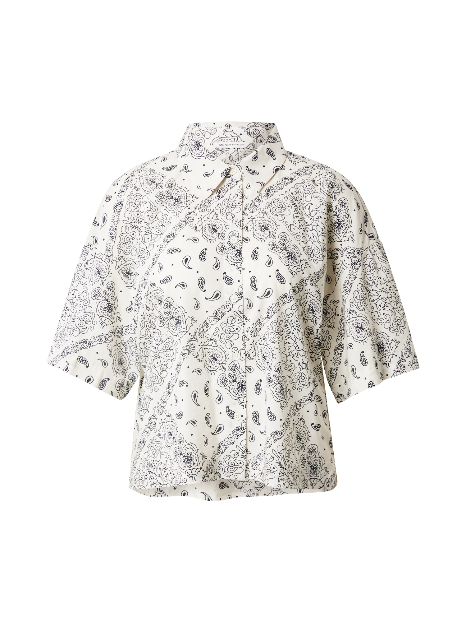 TOM TAILOR DENIM Bluza  temno modra / bela