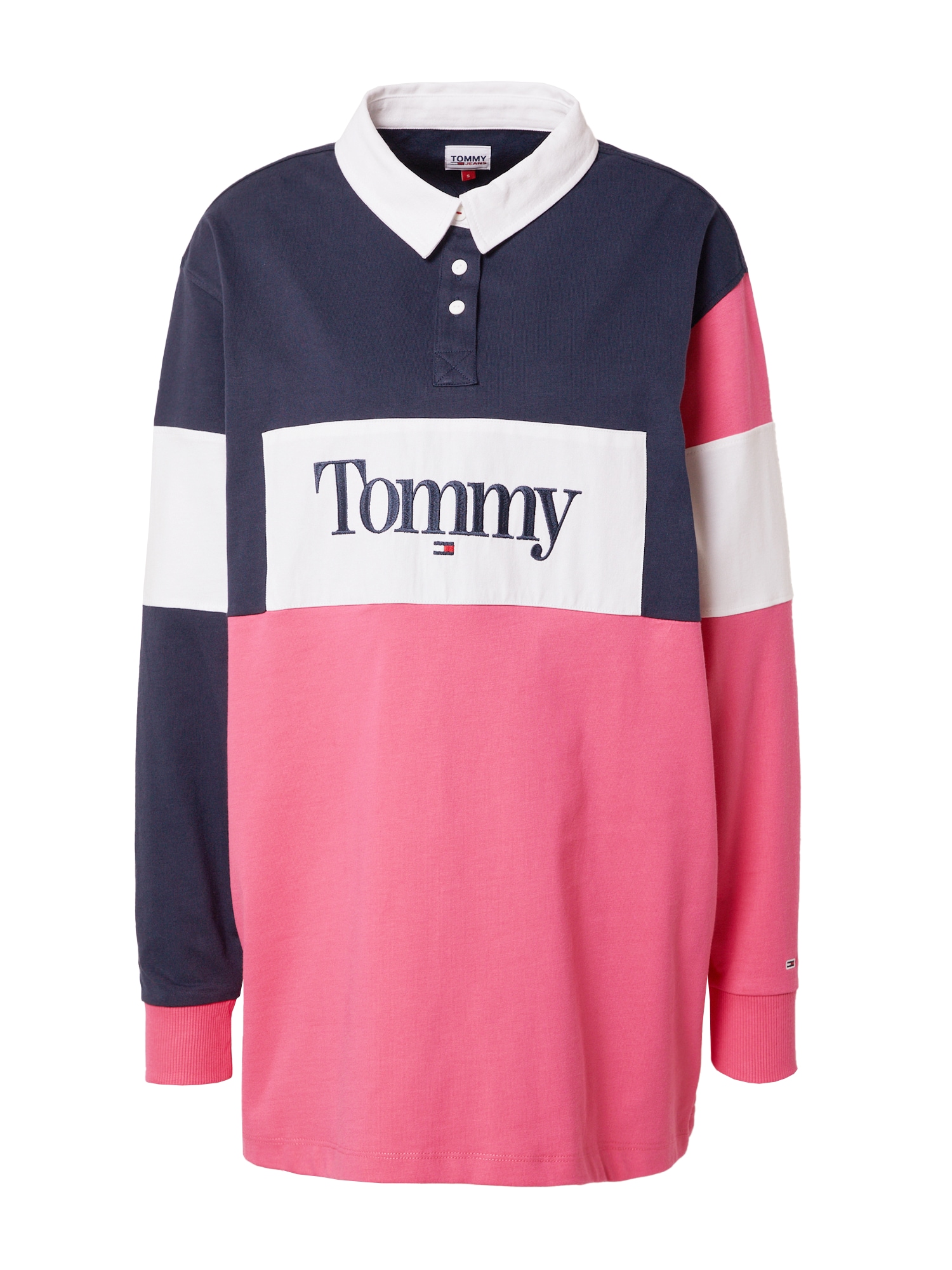 Tommy Jeans Majica  nočno modra / svetlo roza / bela
