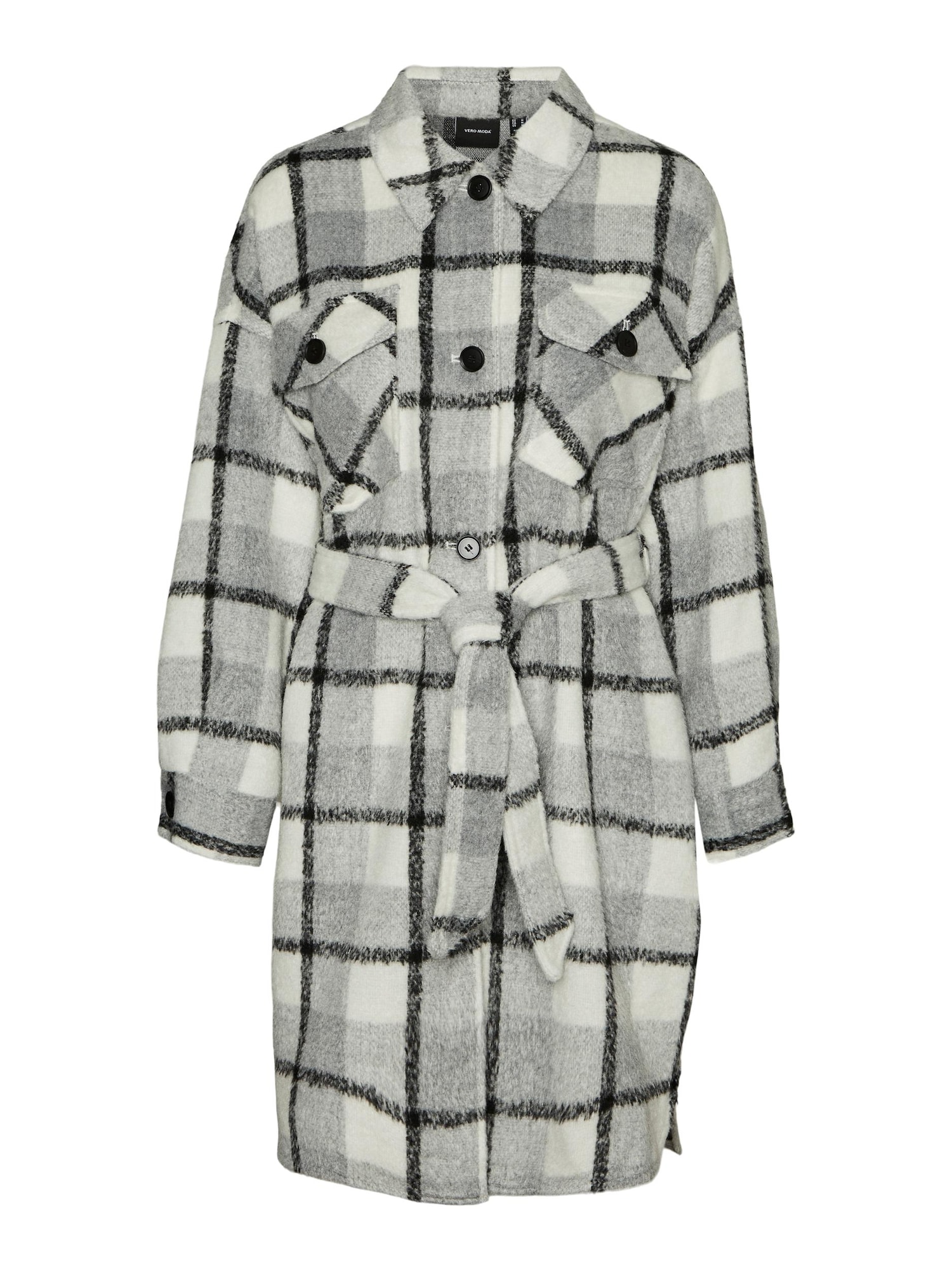 VERO MODA Prehoden plašč  siva / črna