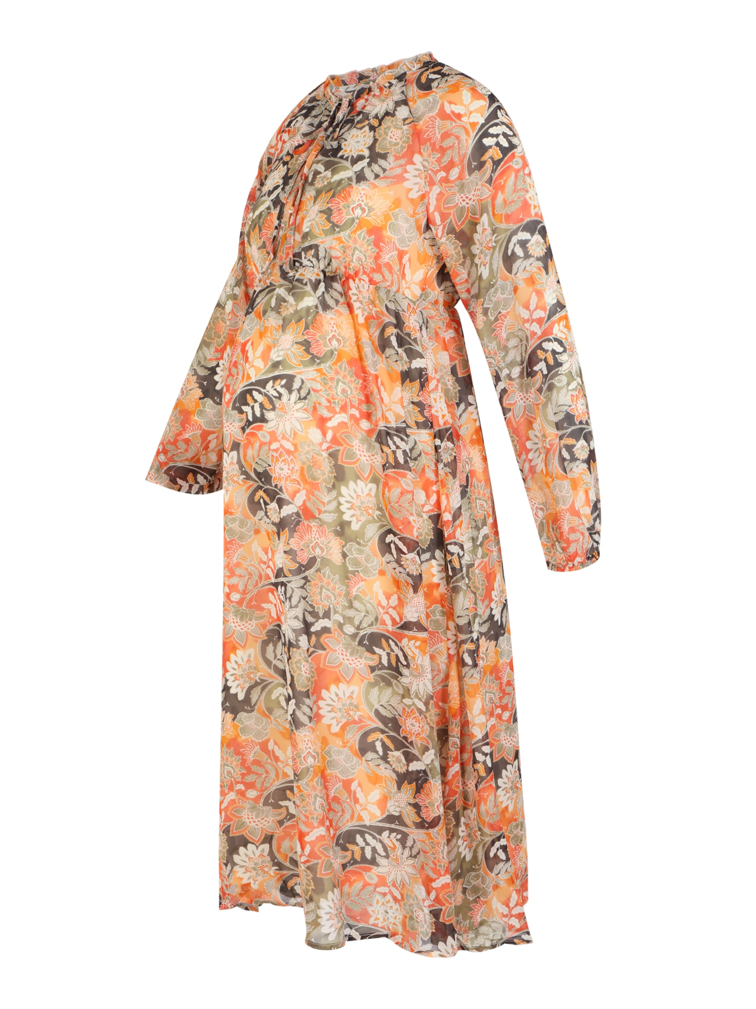 Vero Moda Maternity Dolga srajca 'JADE'  kaki / mandarina / korala / bela