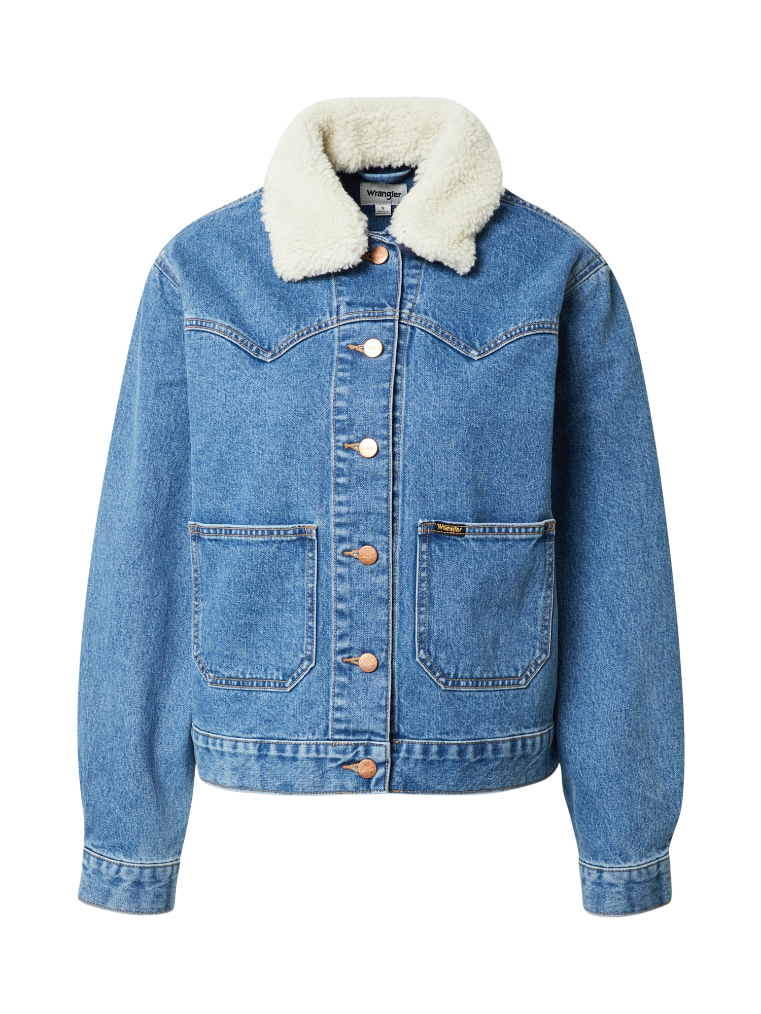 WRANGLER Prehodna jakna  moder denim / bela