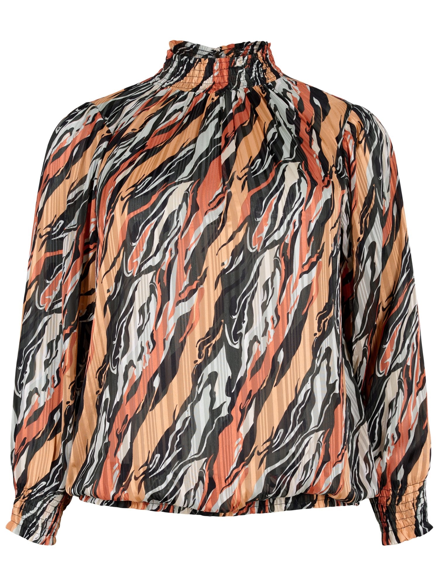 Zizzi Bluza  pesek / oranžna / črna / bela