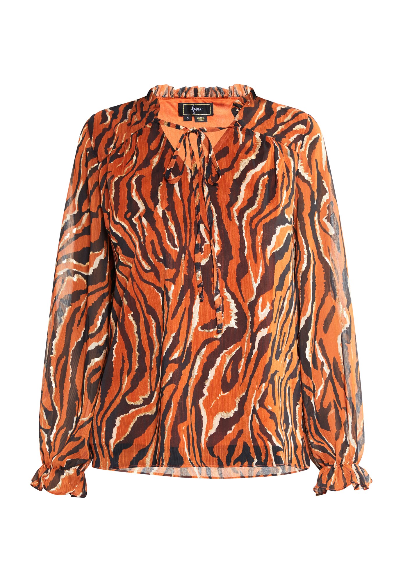 faina Bluza 'Sookie'  temno rjava / zlata / temno oranžna / bela