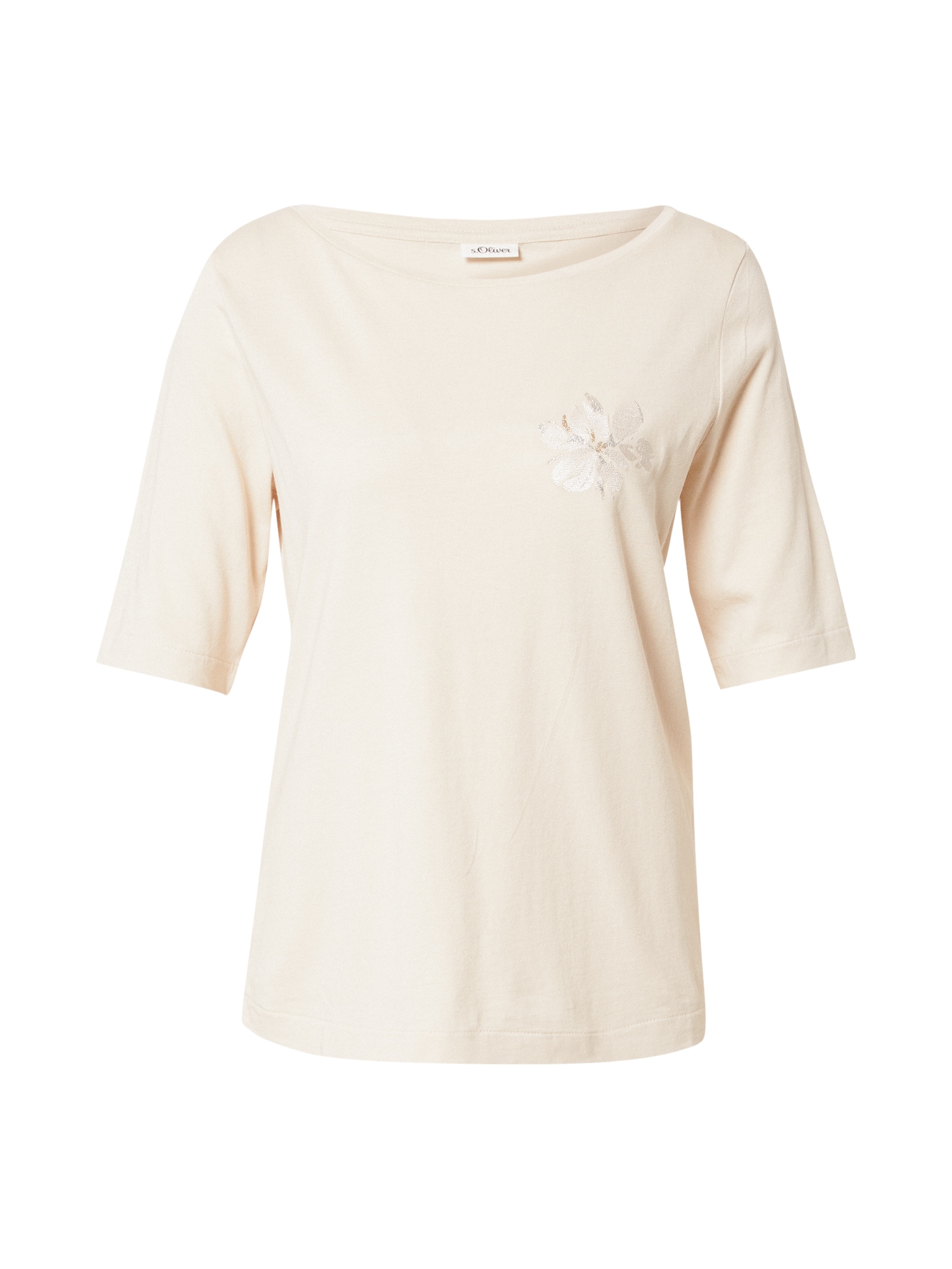 s.Oliver BLACK LABEL Majica  pastelno rumena / srebrna / off-bela