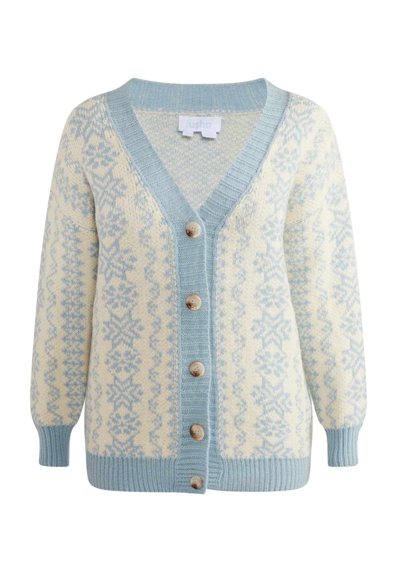 usha BLUE LABEL Pletena jopa  slonovina / svetlo modra