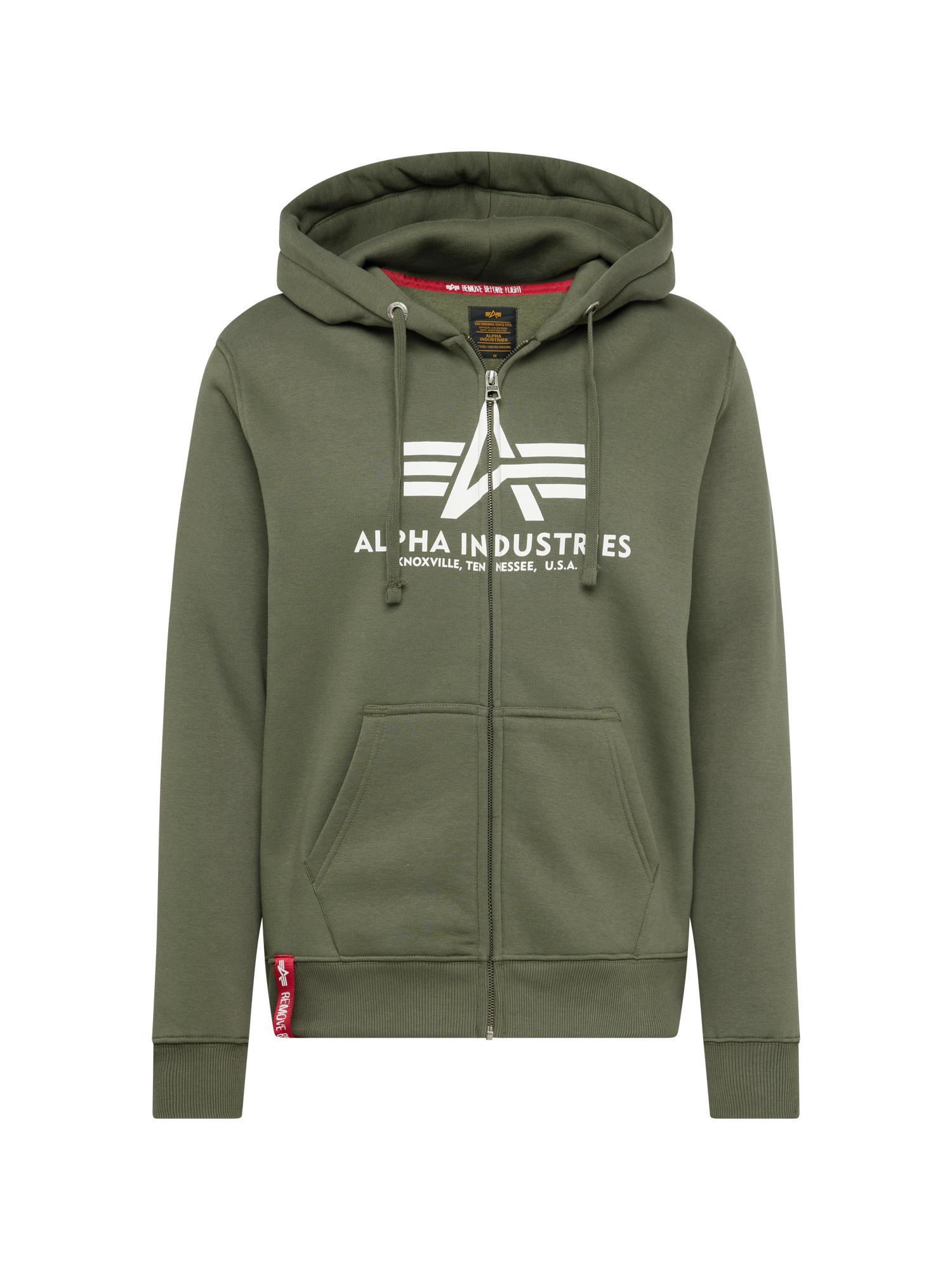 ALPHA INDUSTRIES Jopa na zadrgo  temno zelena / bela