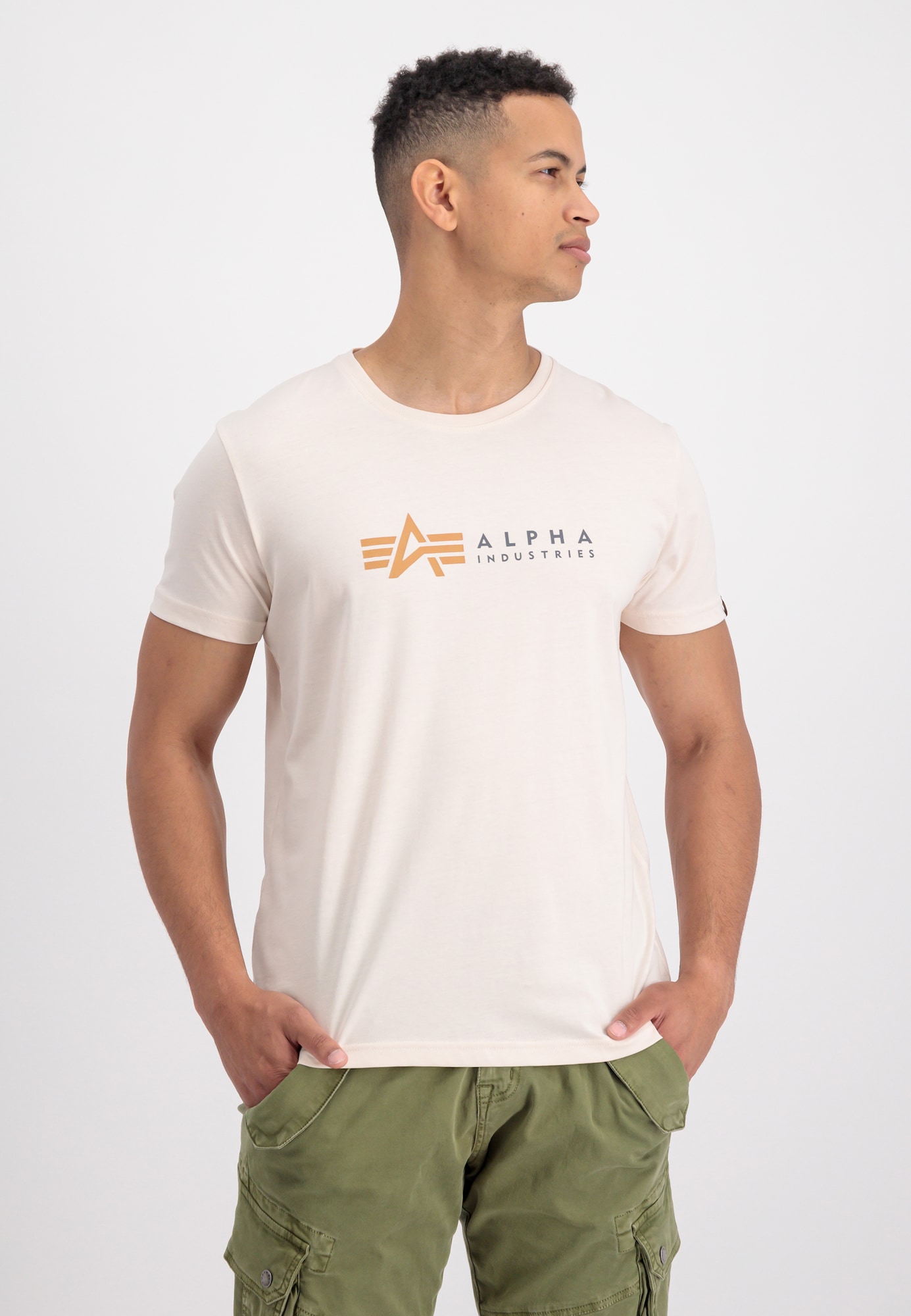 ALPHA INDUSTRIES Majica  bež / siva / oranžna